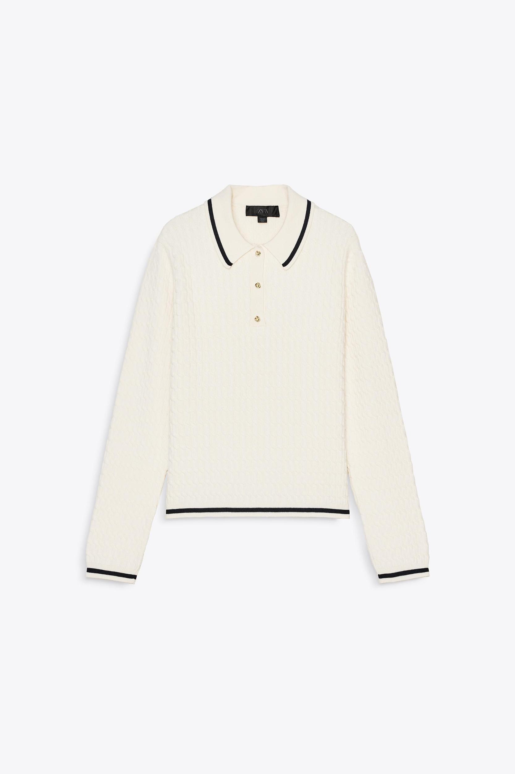 CABLE KNIT POLO SWEATER Product Image