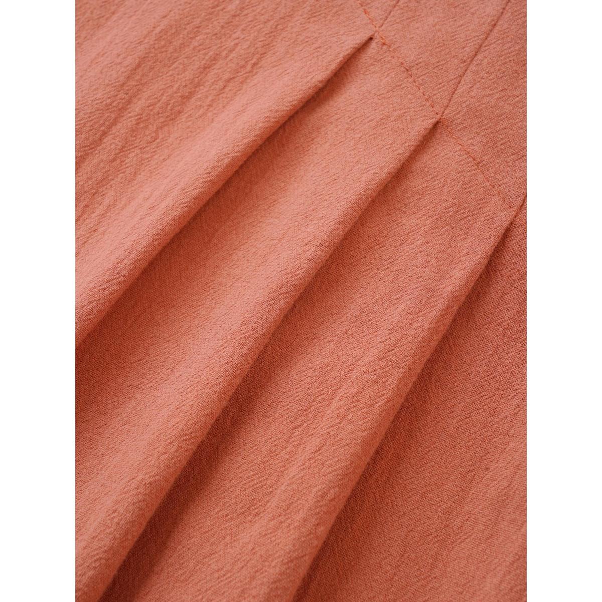 Plus Size Rust Solid Texture Pleated Adjustable Straps Jumpsuit Women Casual Sleeveless Non Everyday Loose Jumpsuits BloomChic 10/M Product Image