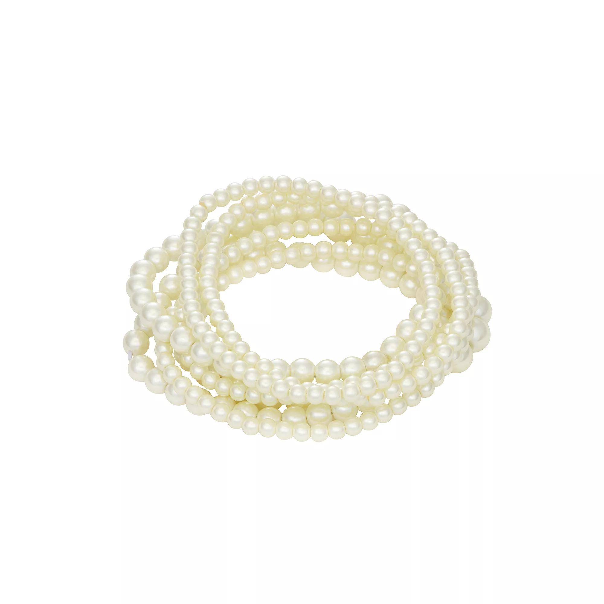 Napier Silver Tone Seven Row Stretch Bracelet, Women's, Silvertone Product Image