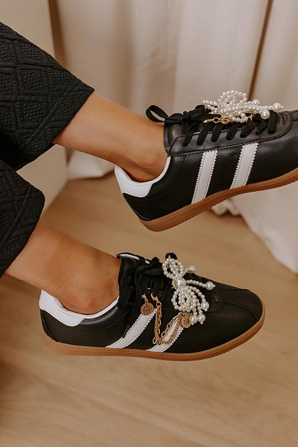 The Kimber Faux Leather Charm Sneakers in Black Product Image