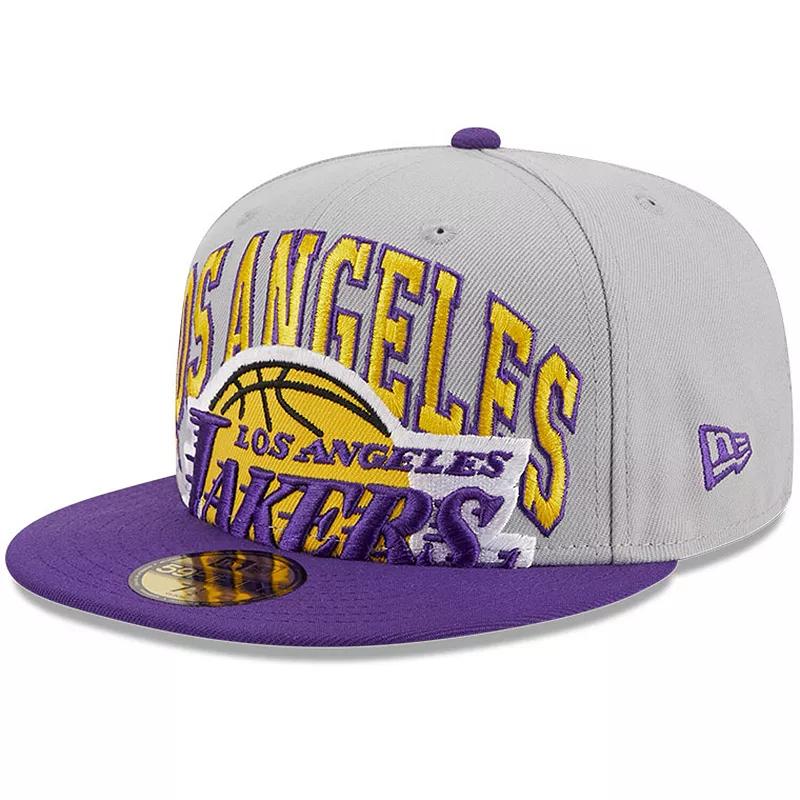 Men's New Era Gray/Purple Los Angeles Lakers Tip-Off Two-Tone 59FIFTY Fitted Hat, Size: 6 7/8, Grey Product Image