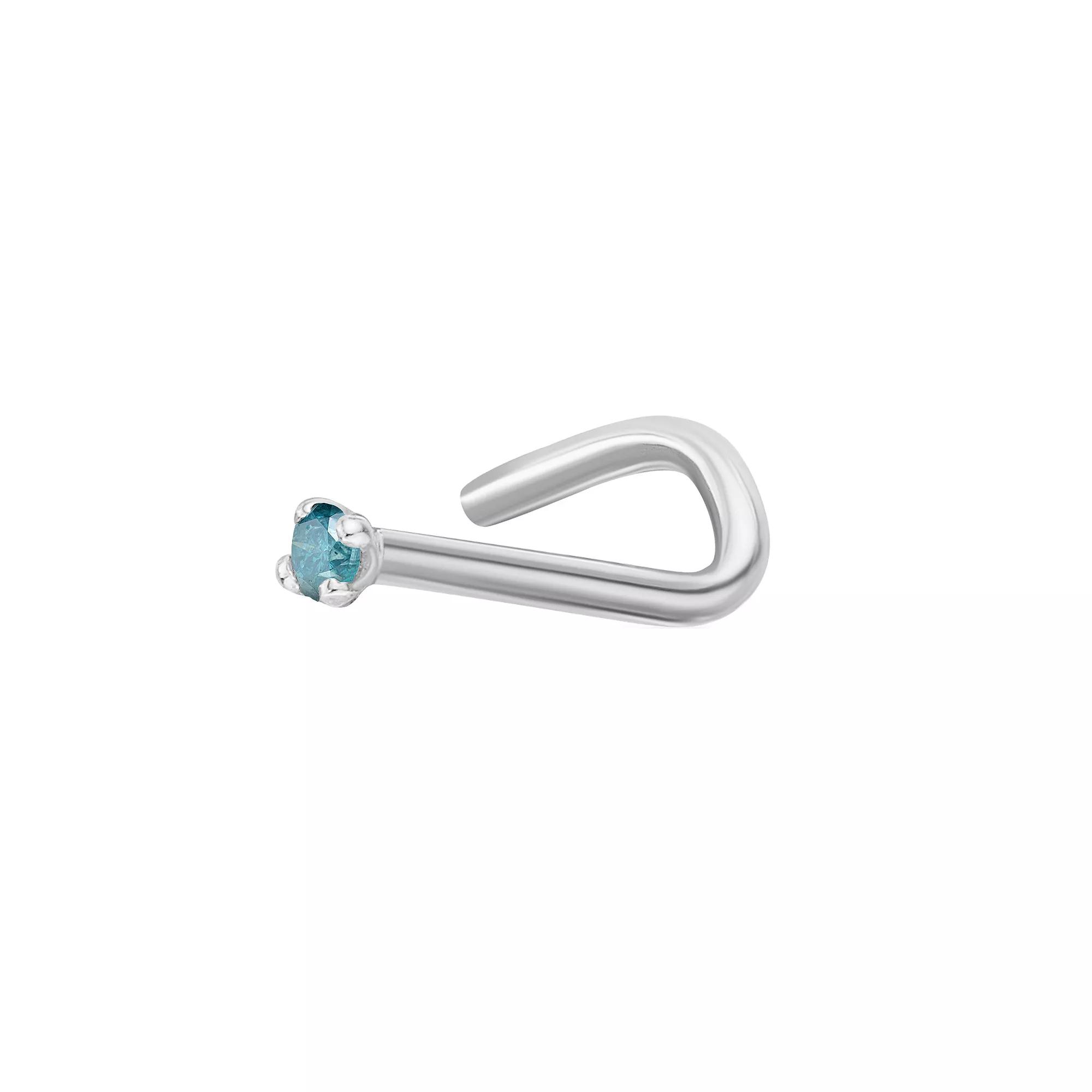 Lila Moon 14k White Gold Blue Diamond Accent Nose Ring, Women's Product Image