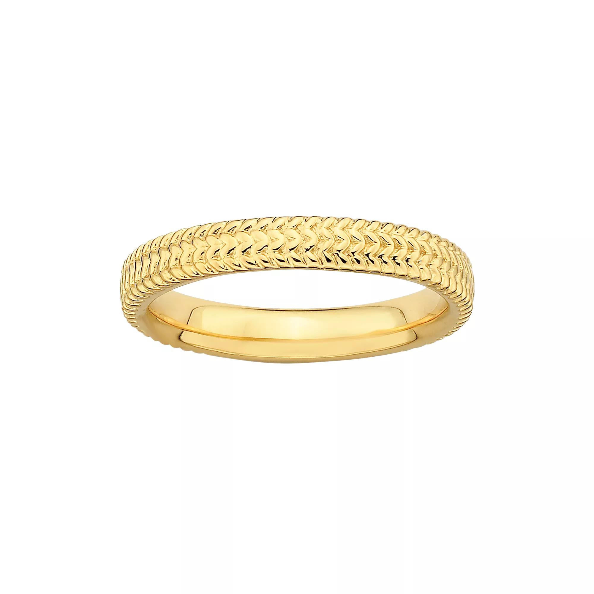 Stacks & Stones 18k Gold Over Silver Textured Stack Ring, Women's, Size: 9 Product Image