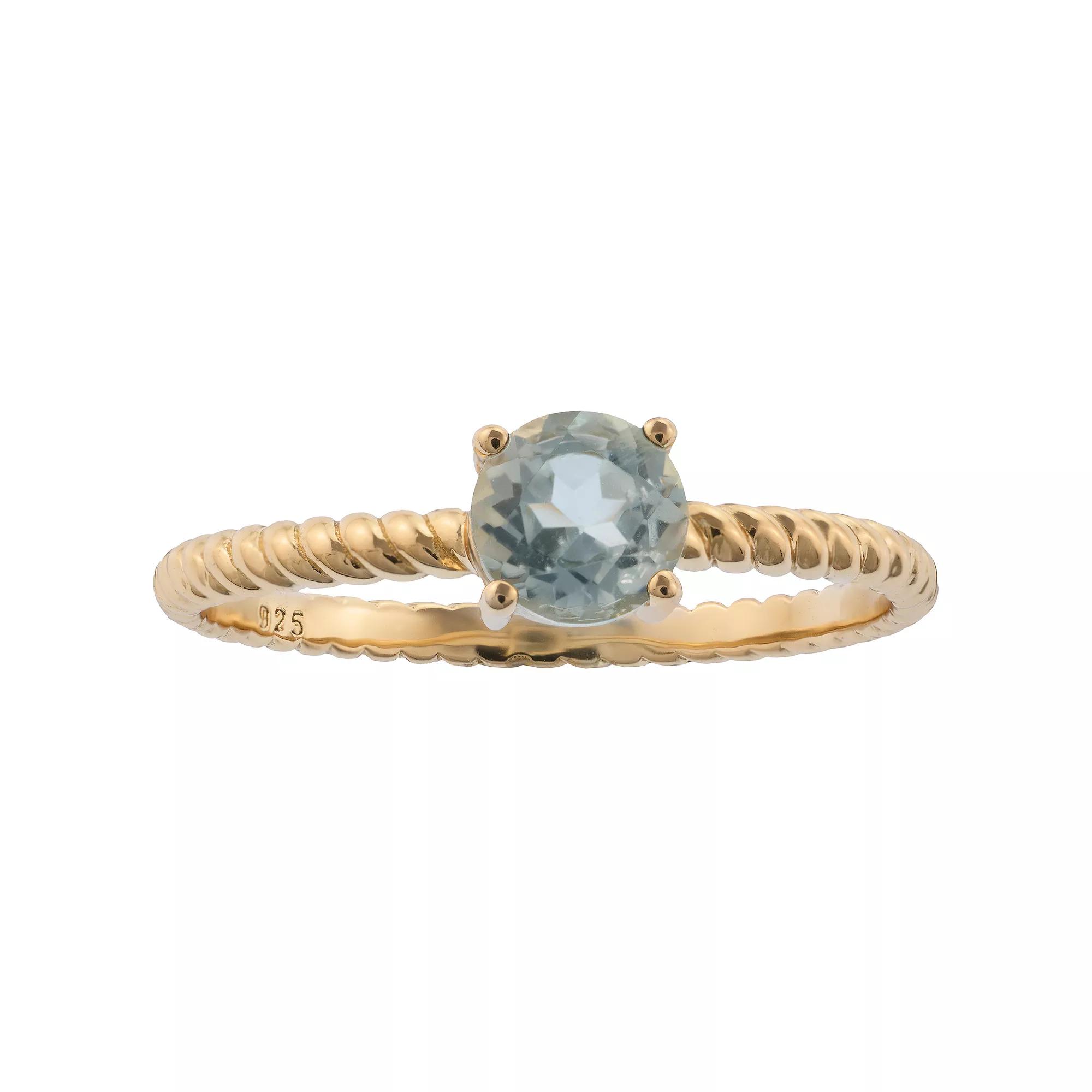 Gemistry 14k Gold Round Cut Blue Topaz Ring, Women's, Size: 8 Product Image
