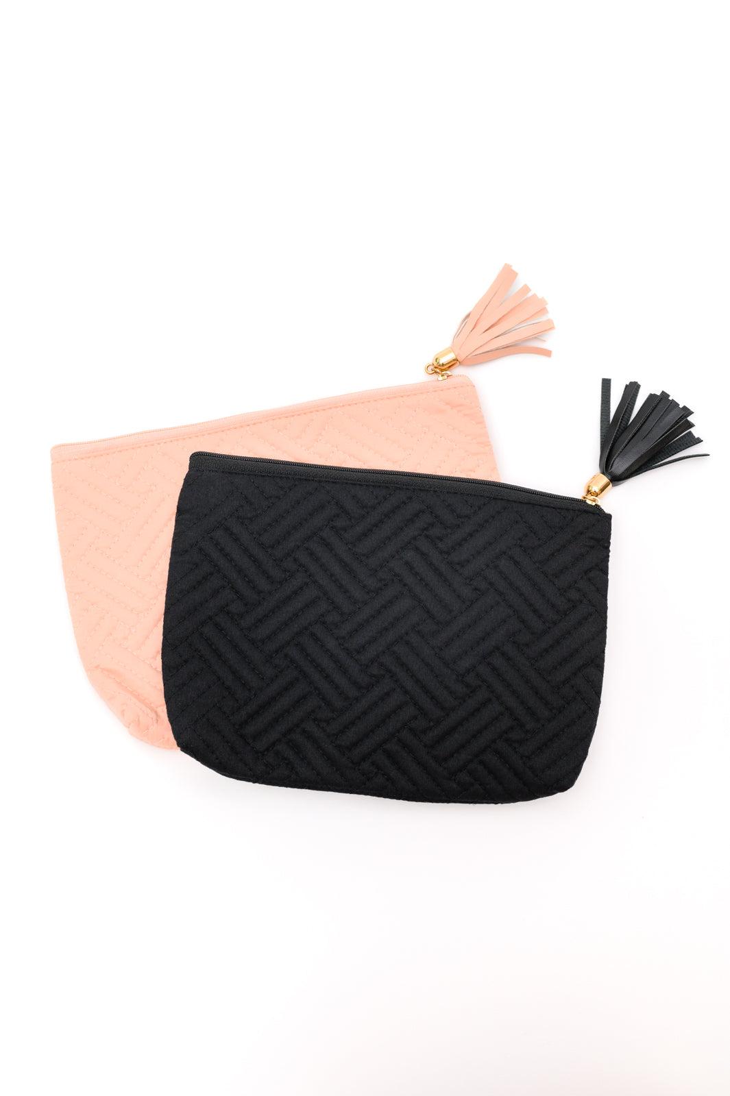 Quilted Travel Zip Pouch in Pink Product Image