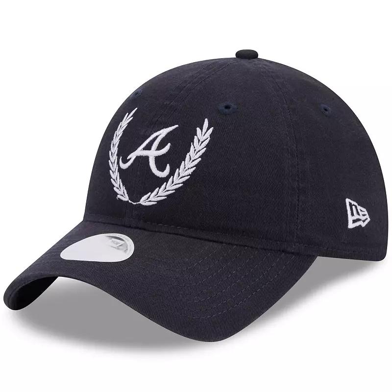Women's New Era Navy Atlanta Braves Leaves 9TWENTY Adjustable Hat, Blue Product Image