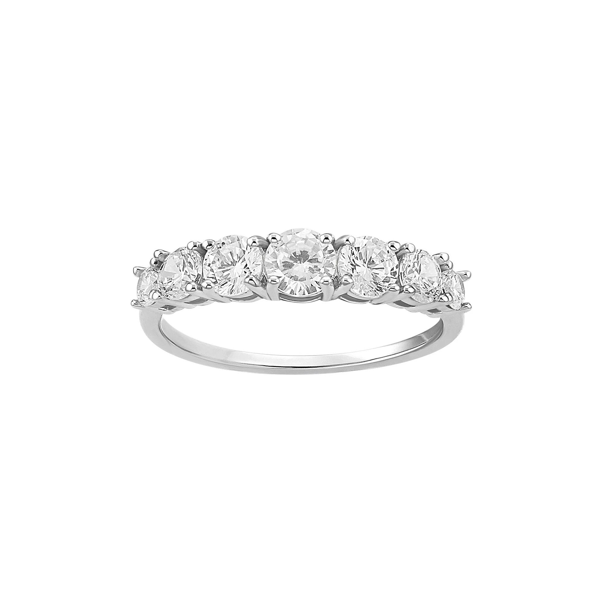 PRIMROSE Sterling Silver Graduated Cubic Zirconia Band Ring, Women's, Size: 7, Sterling Silver White Product Image