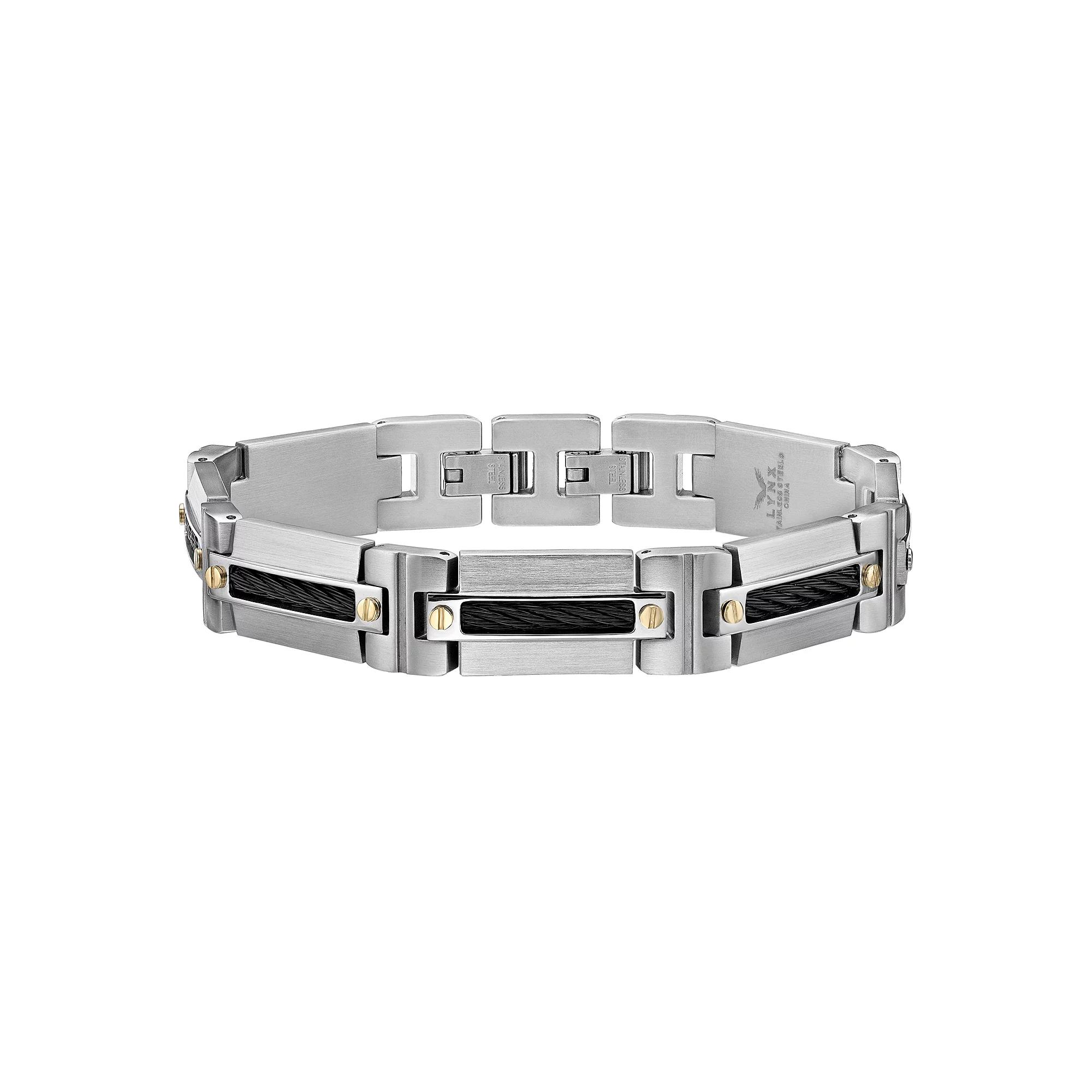 Men's LYNX Two Tone Stainless Steel Cable Bracelet, Size: 8.5" Product Image
