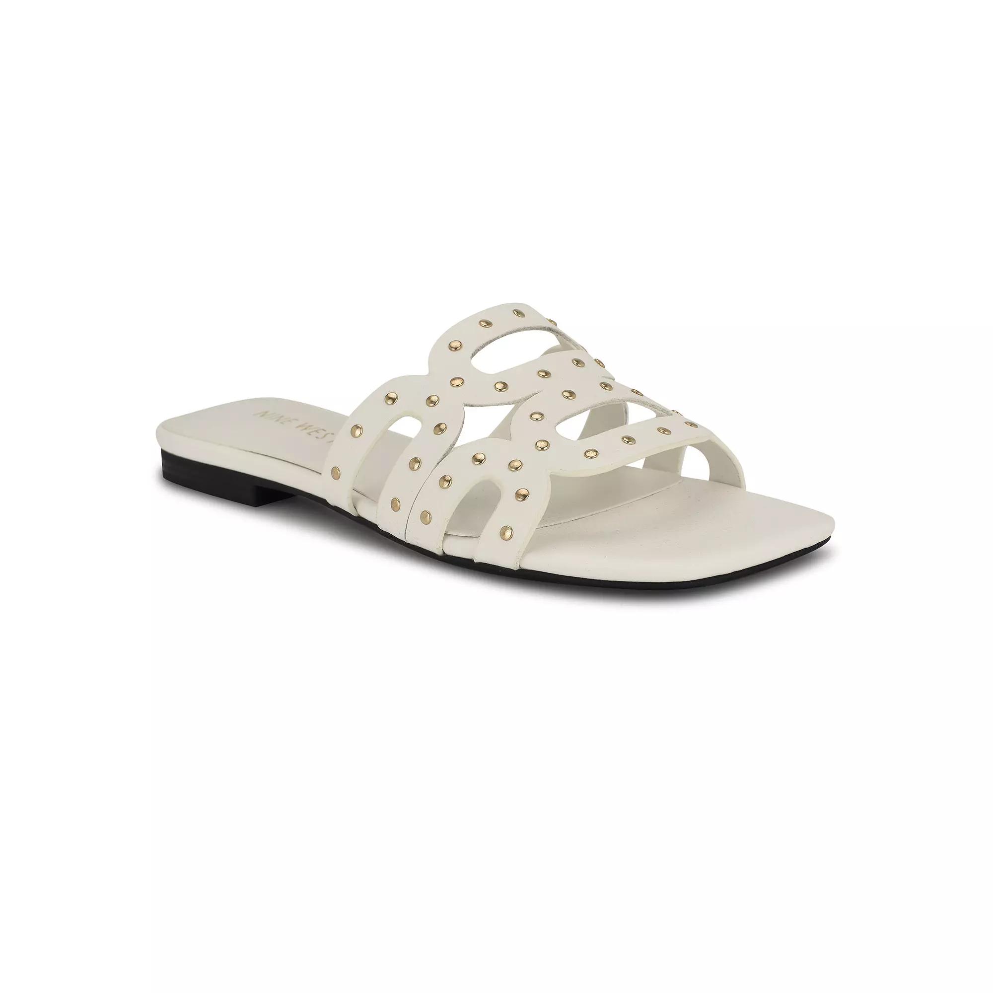 Nine West Mckinna Women's Slip-On Square Toe Flat Sandals, Size: 5.5, White Product Image