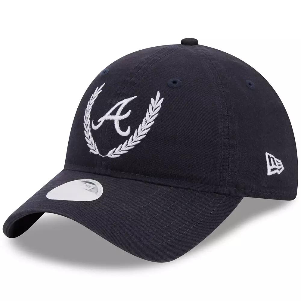 Women's New Era Navy Atlanta Braves Leaves 9TWENTY Adjustable Hat, Blue Product Image