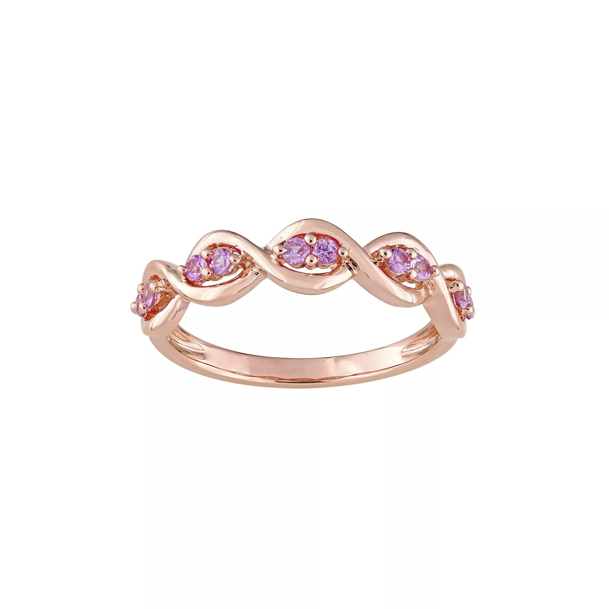 Stella Grace 14k Rose Gold Pink Sapphire Wavy Ring, Women's,  Product Image