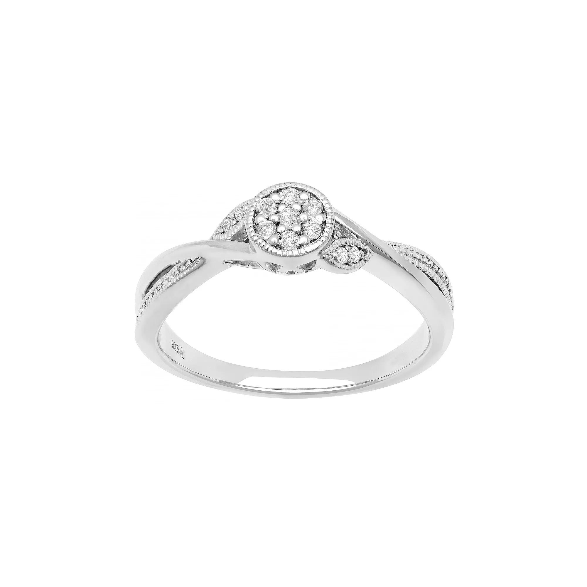 Love Always Sterling Silver 1/10 Carat T.W. Diamond Leaf Promise Ring, Women's,  Product Image
