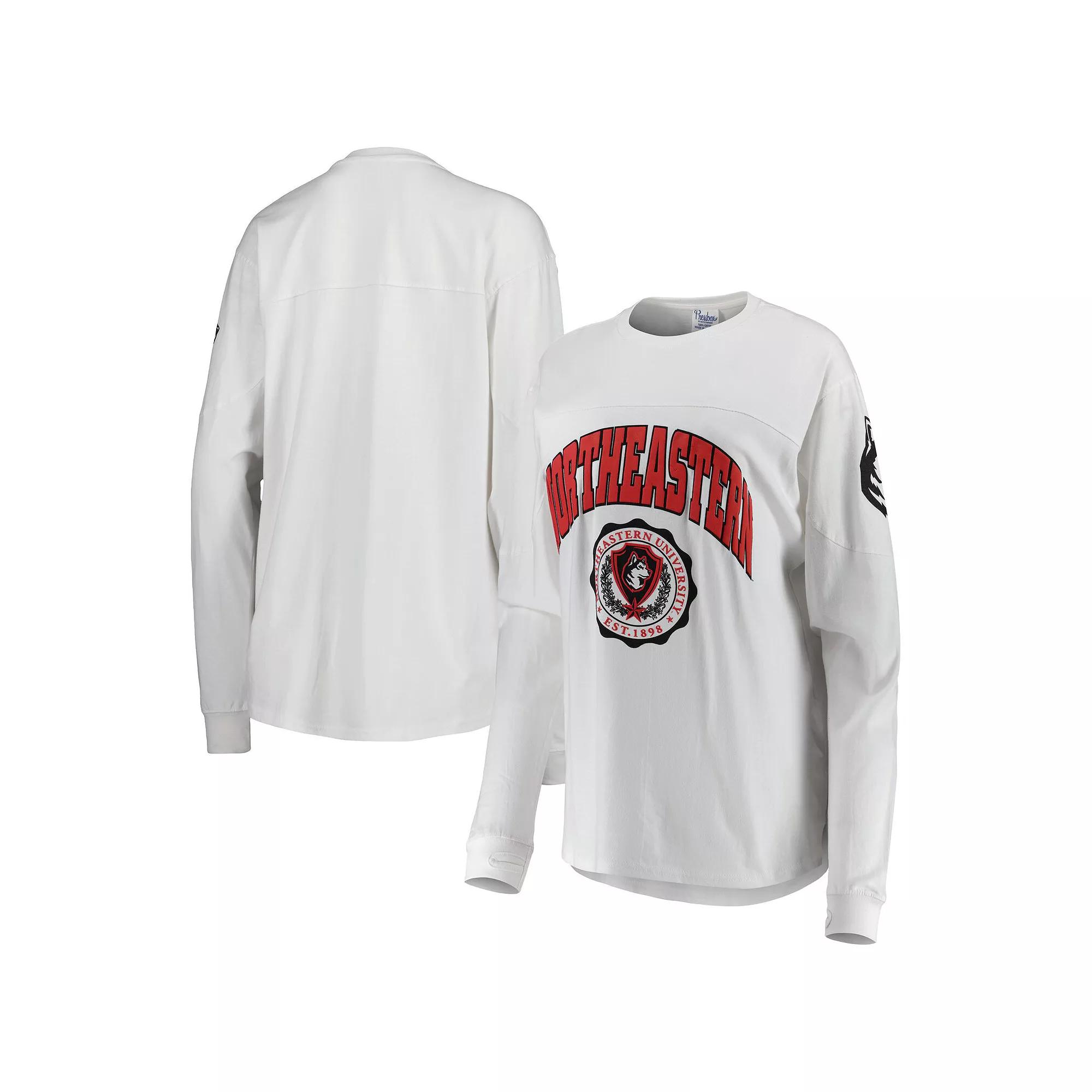 Women's Pressbox White Northeastern Huskies Edith Long Sleeve T-Shirt,  Product Image