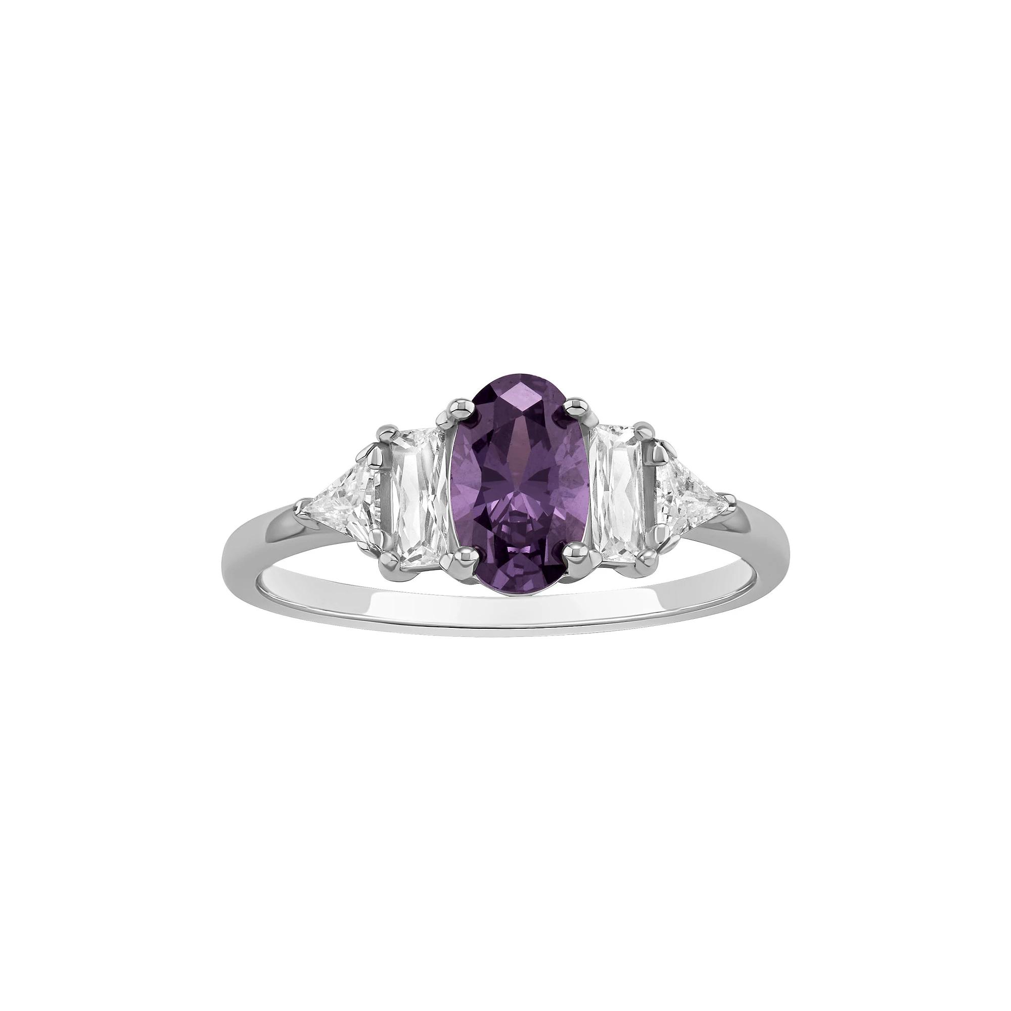 PRIMROSE Sterling Silver Oval Amethyst Cubic Zirconia Ring, Women's, Size: 7 Product Image
