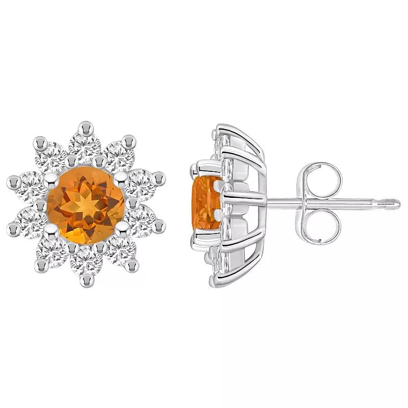 Alyson Layne 14k White Gold Round Peridot 1 1/5 Carat T.W. Diamond Halo Stud Earrings, Women's Product Image