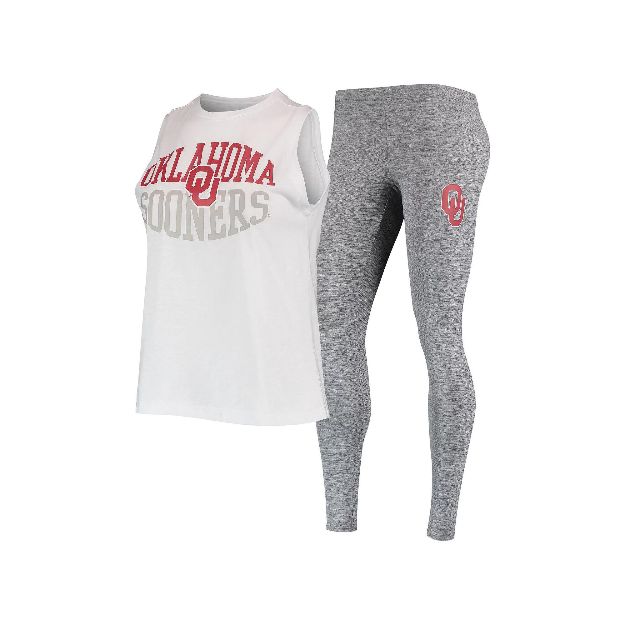 Women's Concepts Sport Charcoal/White Oklahoma Sooners Tank Top & Leggings Sleep Set,  Product Image