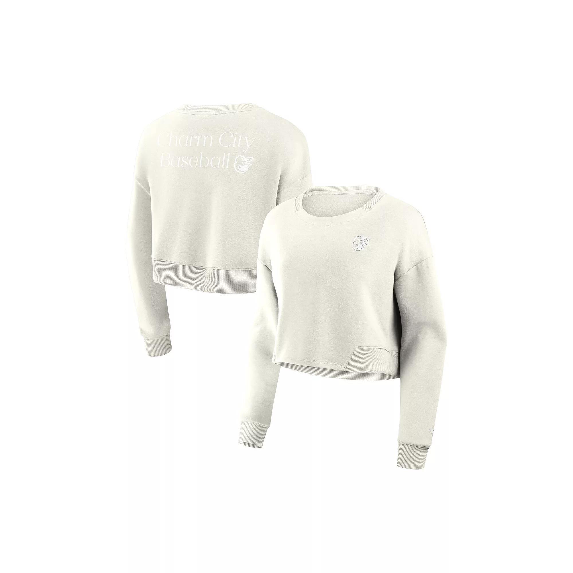 Women's Fanatics Cream San Francisco 49ers Studio Tri-Blend Cropped Pullover Sweatshirt,  Product Image