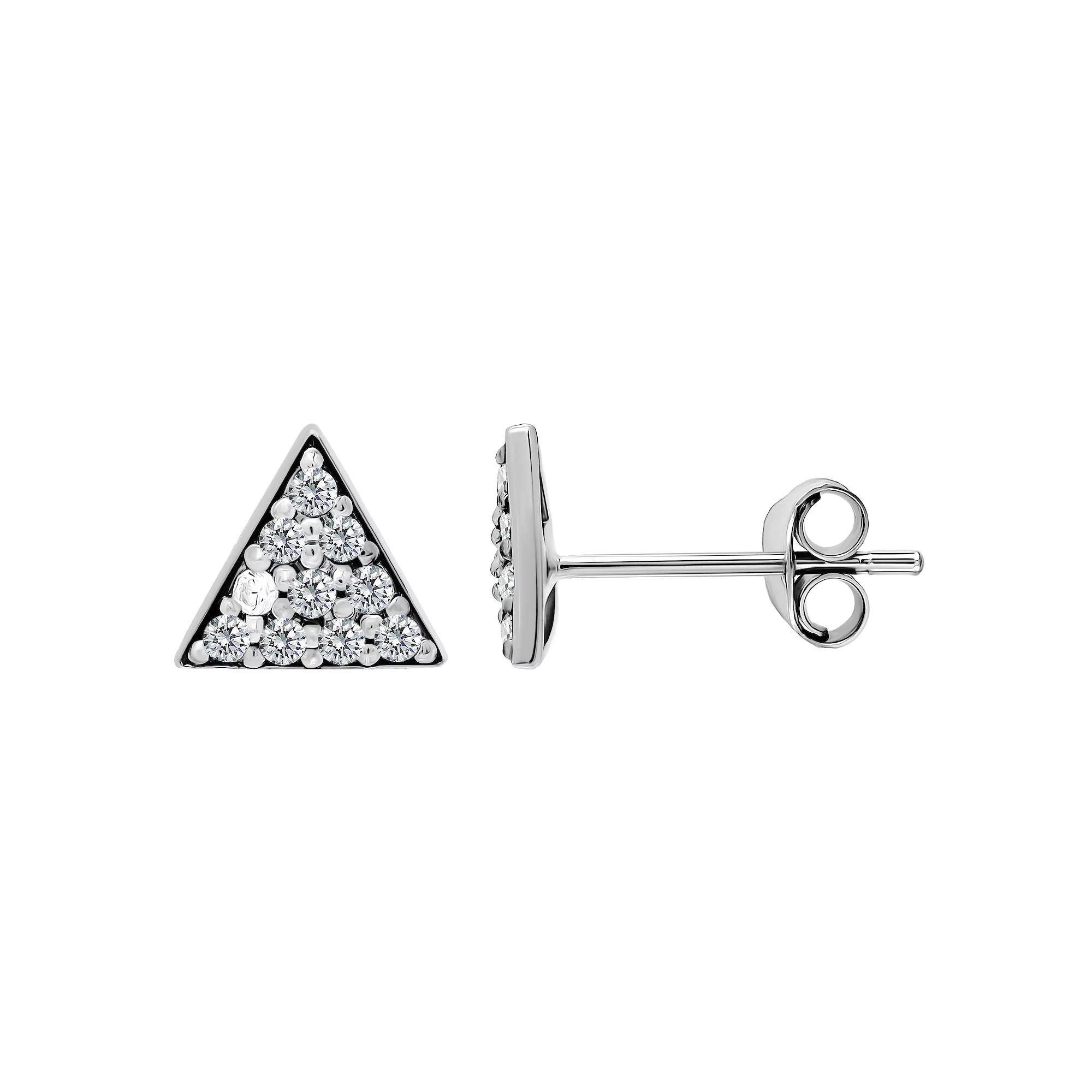 Aleure Precioso Pave Cubic Zirconia Triangle Stud Earrings, Women's, Sterling Product Image