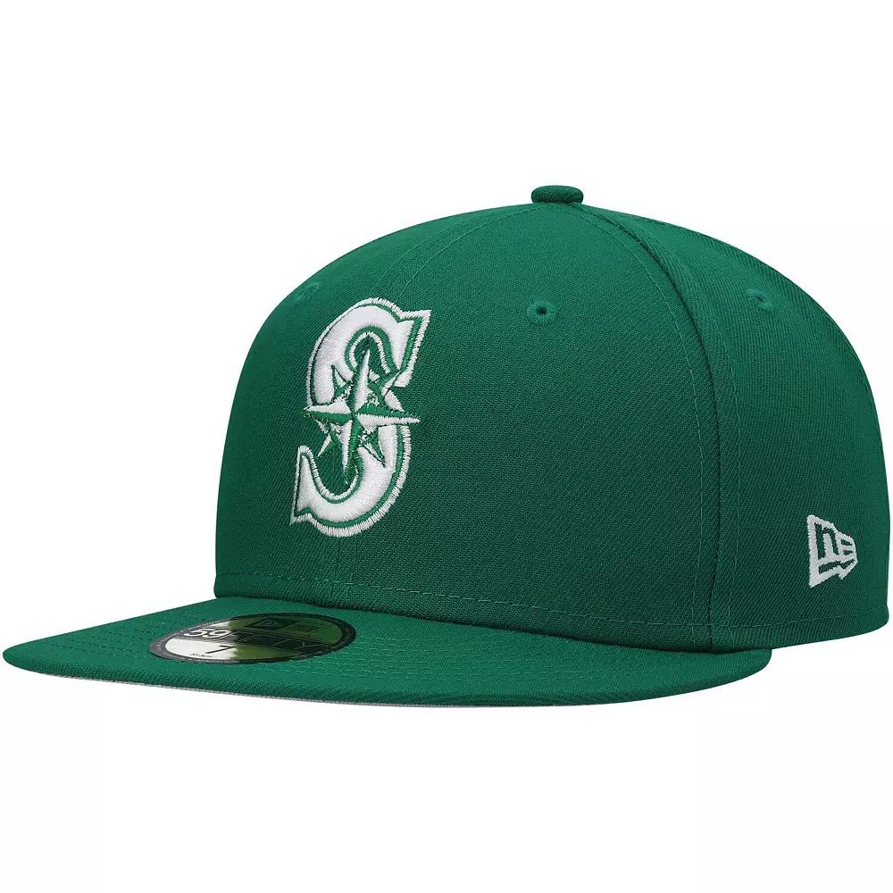 Men's New Era Kelly Green Seattle Mariners Logo White 59FIFTY Fitted Hat, Size: 7 3/8 Product Image