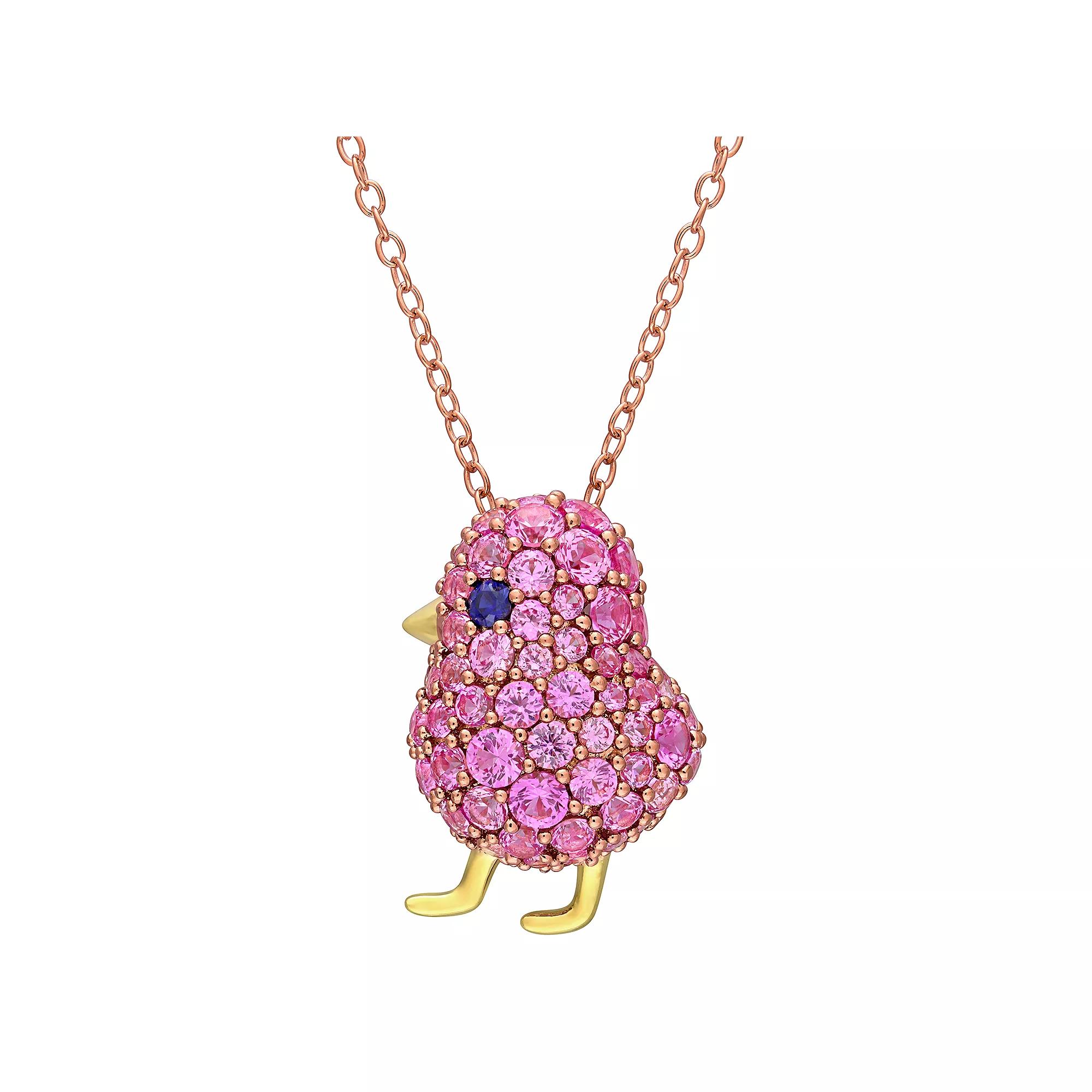 Stella Grace Sterling Silver 2 3/8 Carat T.W. Lab-Created Pink Sapphire Chick Pendant, Women's,  Product Image