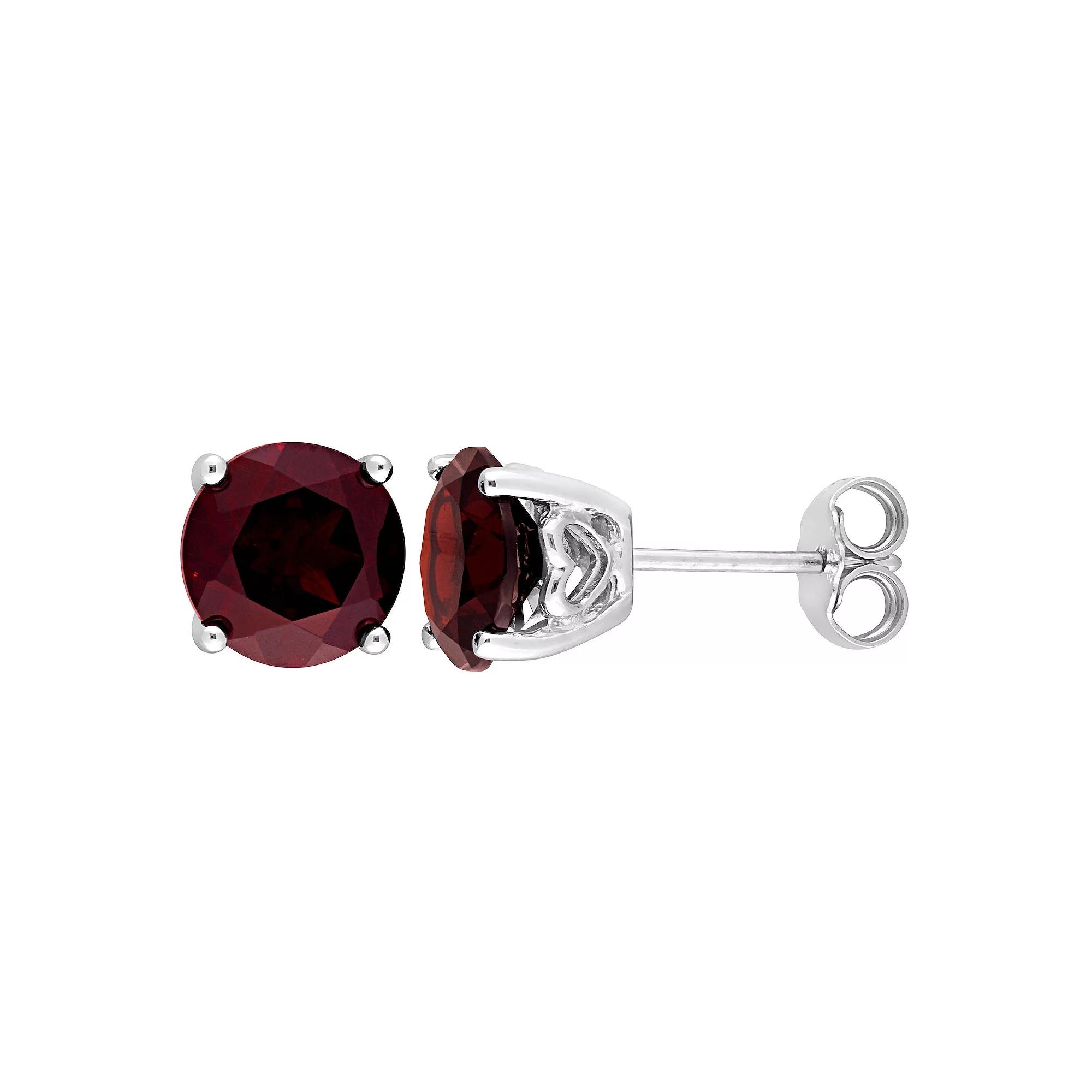 Stella Grace Sterling Silver & Gemstone Round Stud Earrings, Women's, Red Product Image