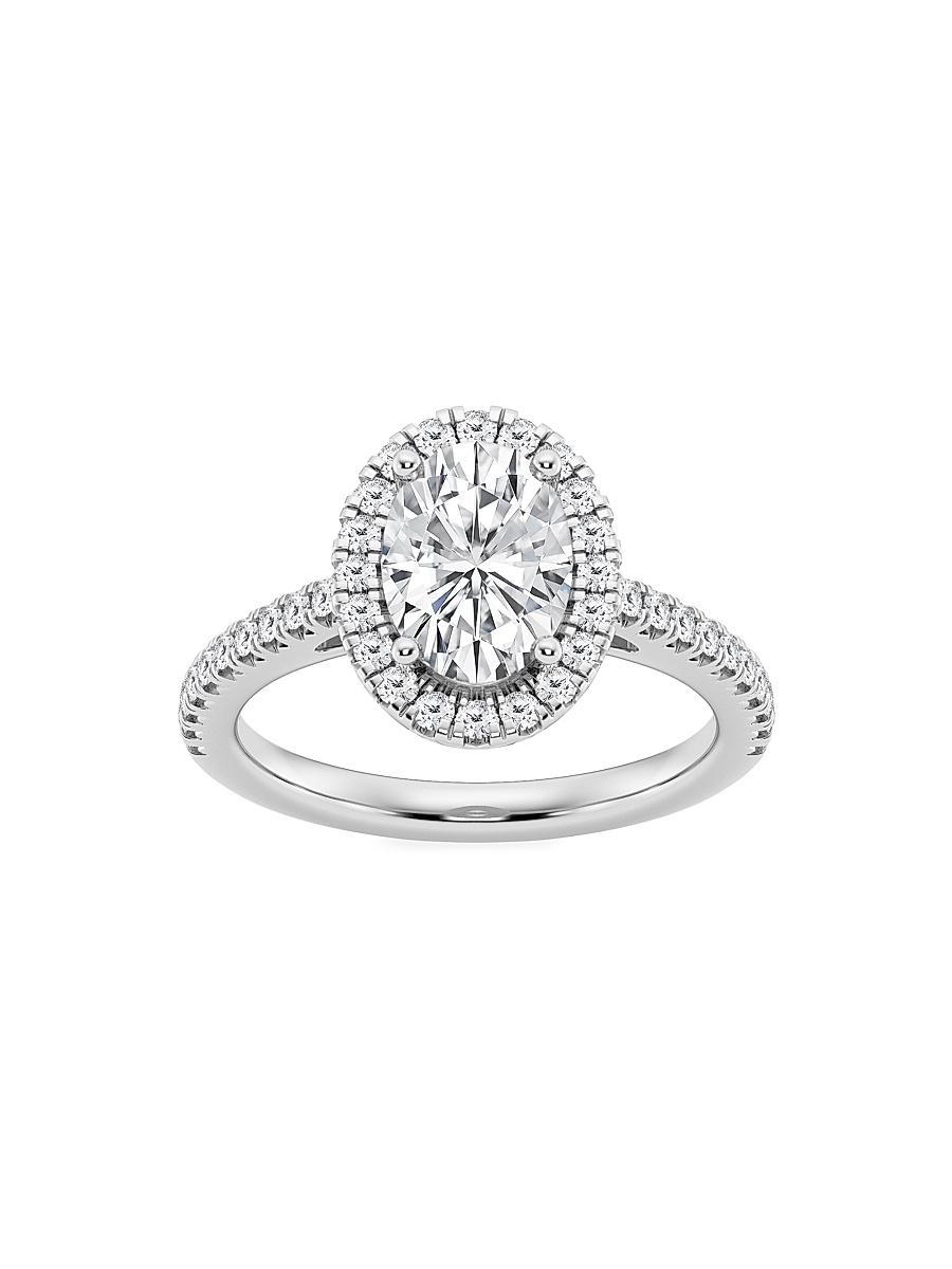 Womens 14K White Gold & Lab-Grown Diamond Halo Engagement Ring/1.30-3.60 TCW Product Image