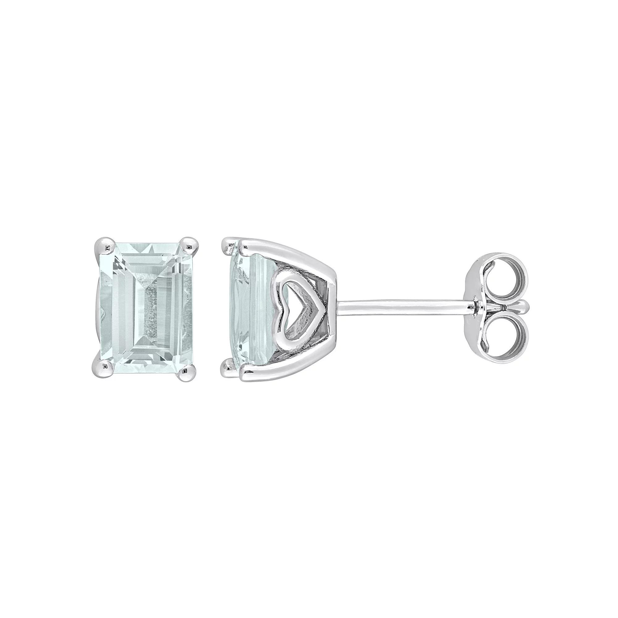 Stella Grace Sterling Silver & Gemstone Stud Earrings, Womens, Aquamarine Product Image