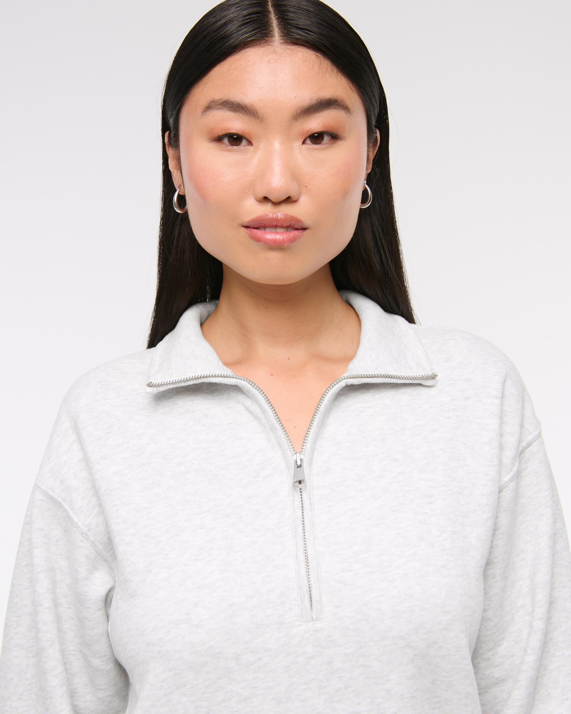 Long-Sleeve Zip-Up Fleece Mini Dress Product Image