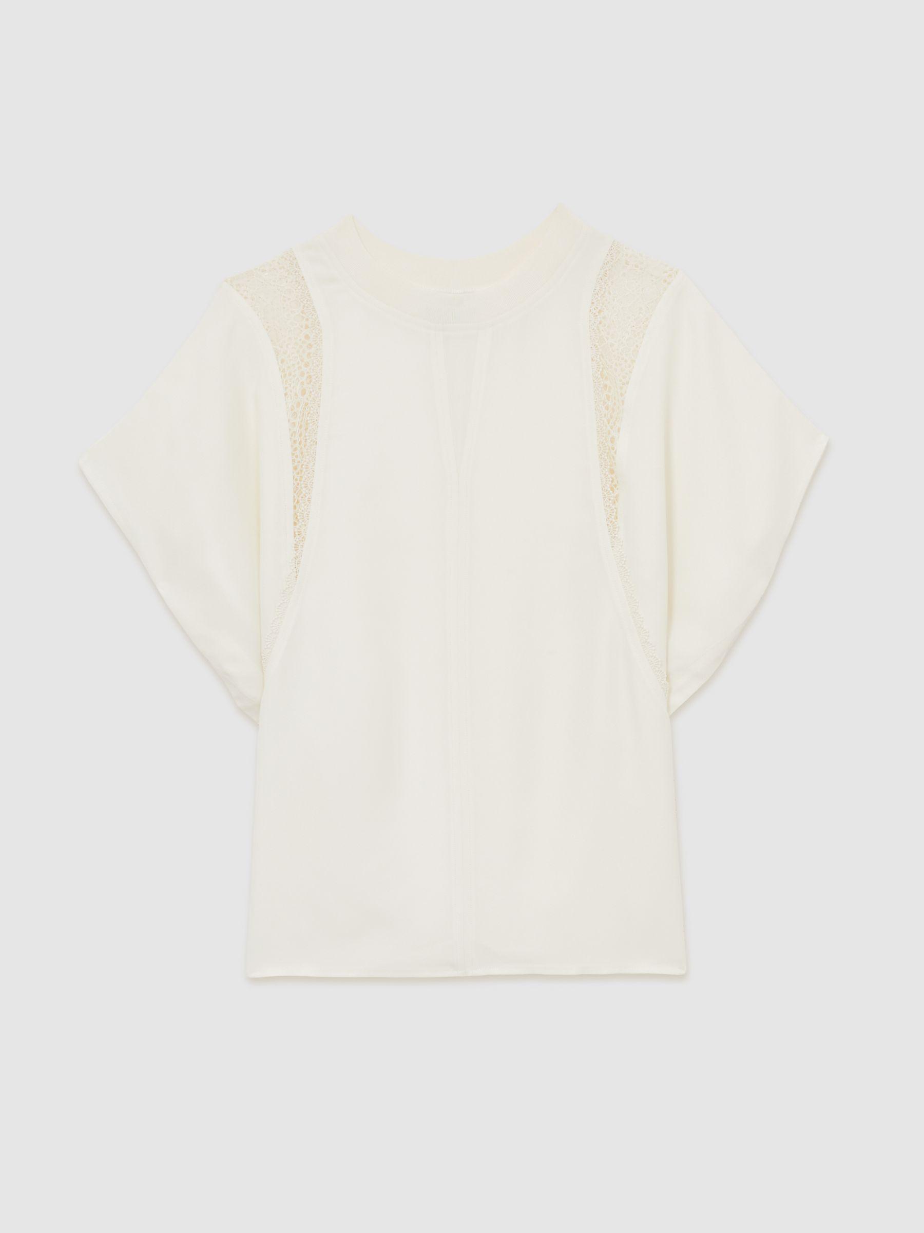 Lace-Insert T-Shirt in Cream Product Image