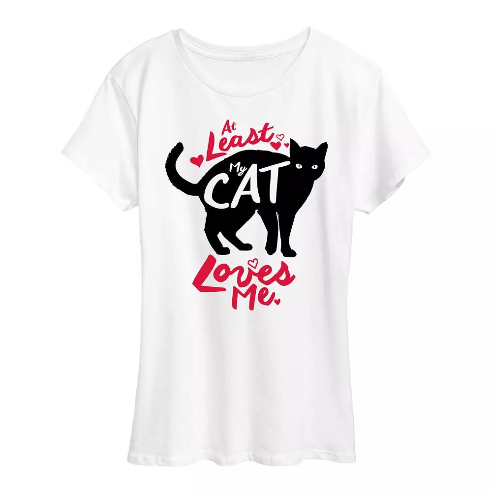 Women's At Least My Cat Loves Me Graphic Tee,  Product Image