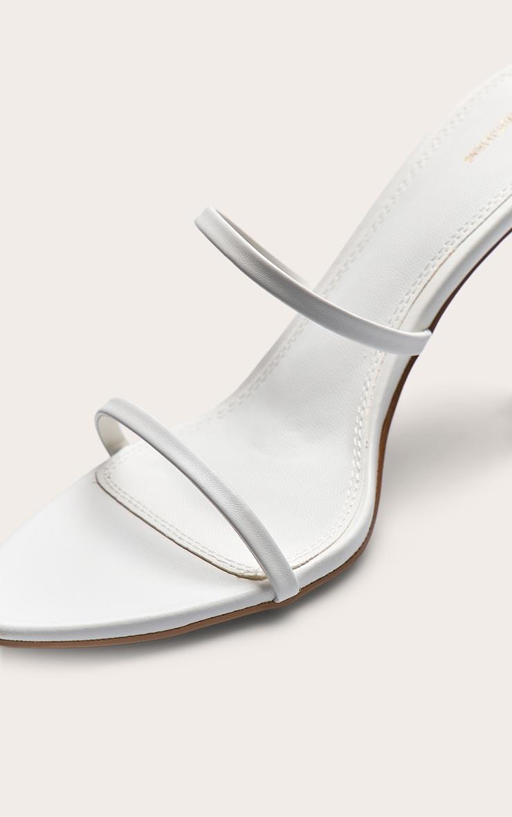 White Pu Point Toe High Stiletto Heel Sandals Product Image