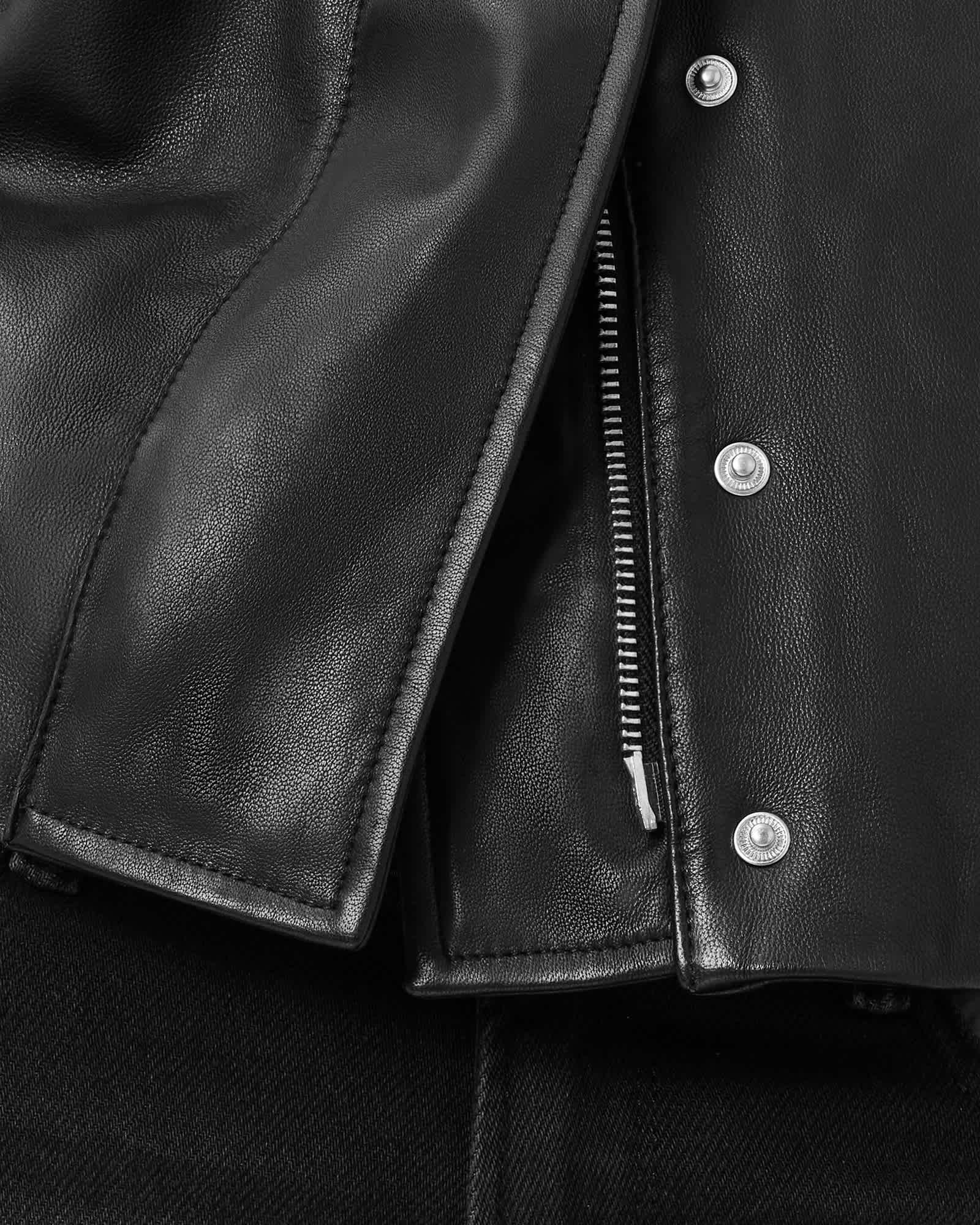 Ryder Funnel Neck Leather Jacket Black | ALLSAINTS US Product Image