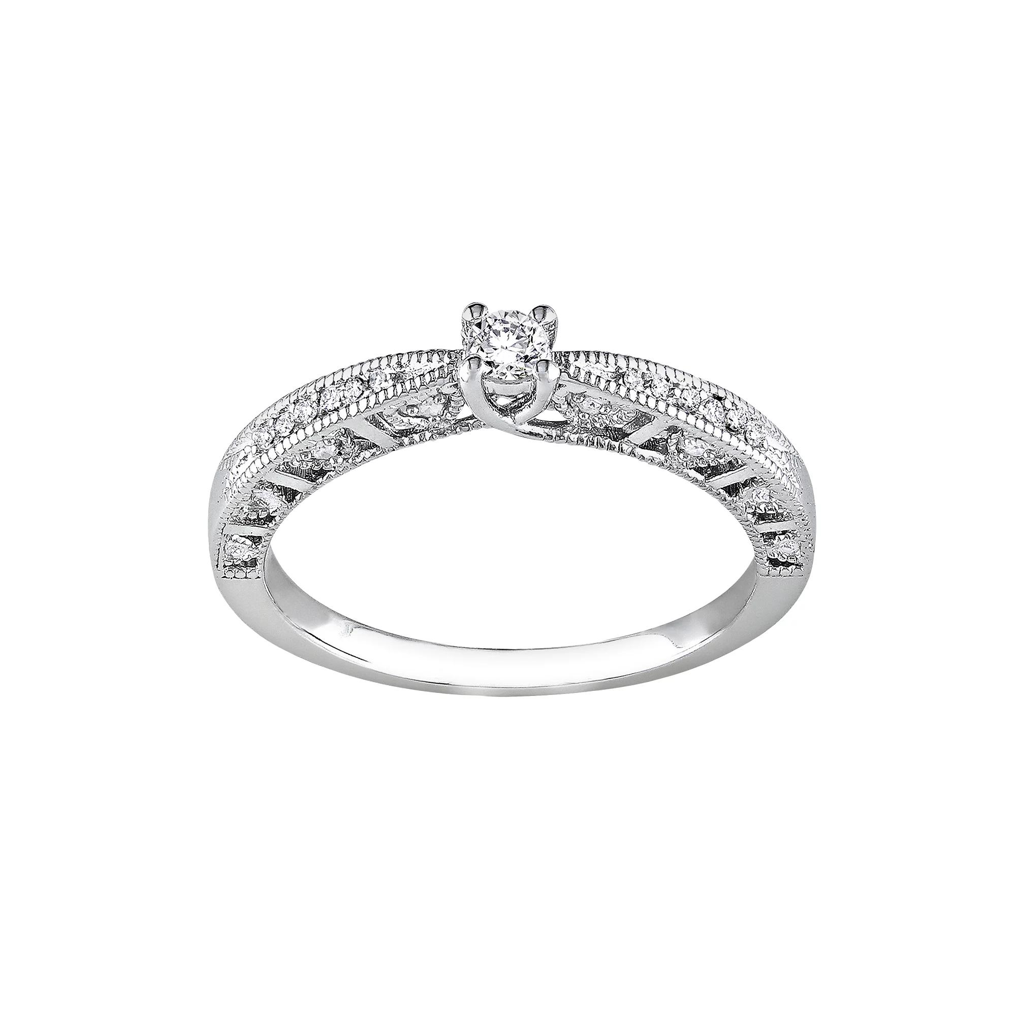 Sterling Silver 1/10-ct. T.W. Diamond Ring, Womens White Product Image