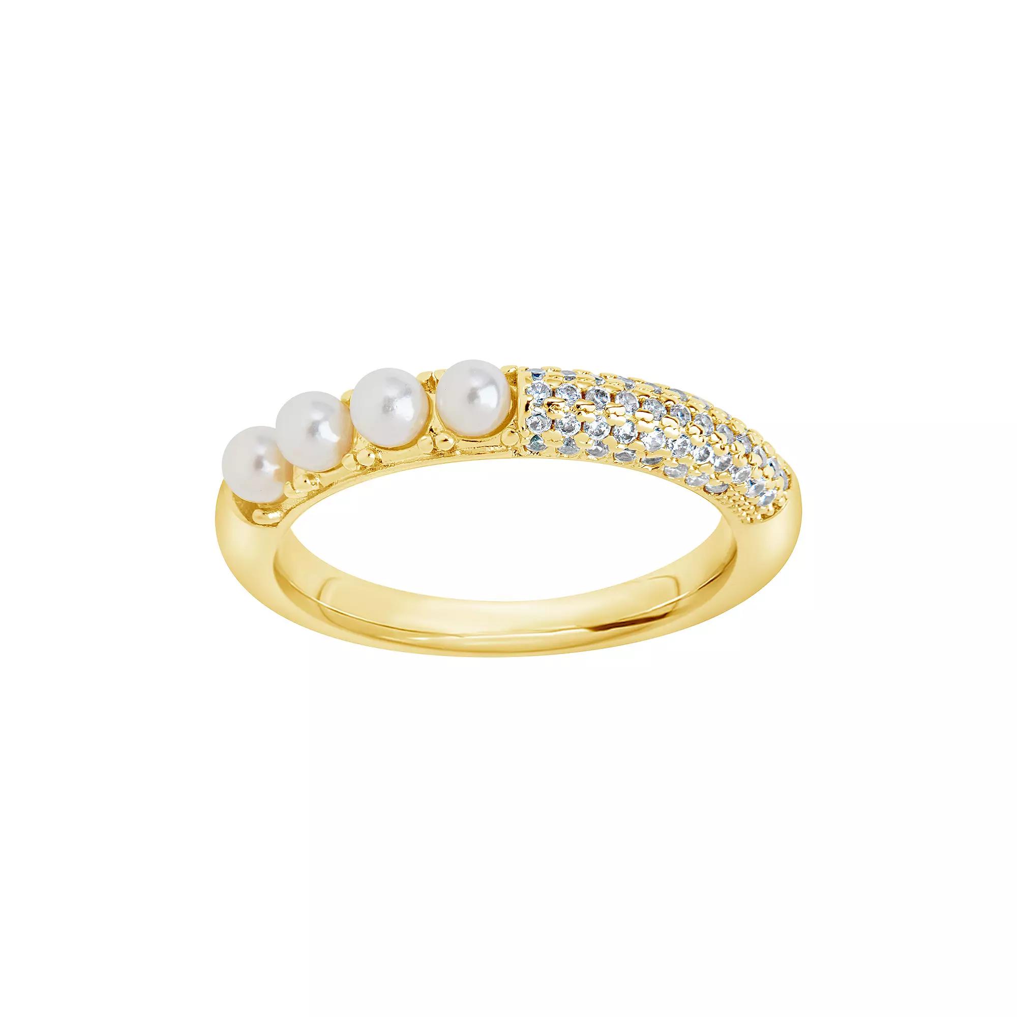 MC Collective Faux Pearl Evelyn Ring, Women's, Size: 7, Silver Tone Product Image