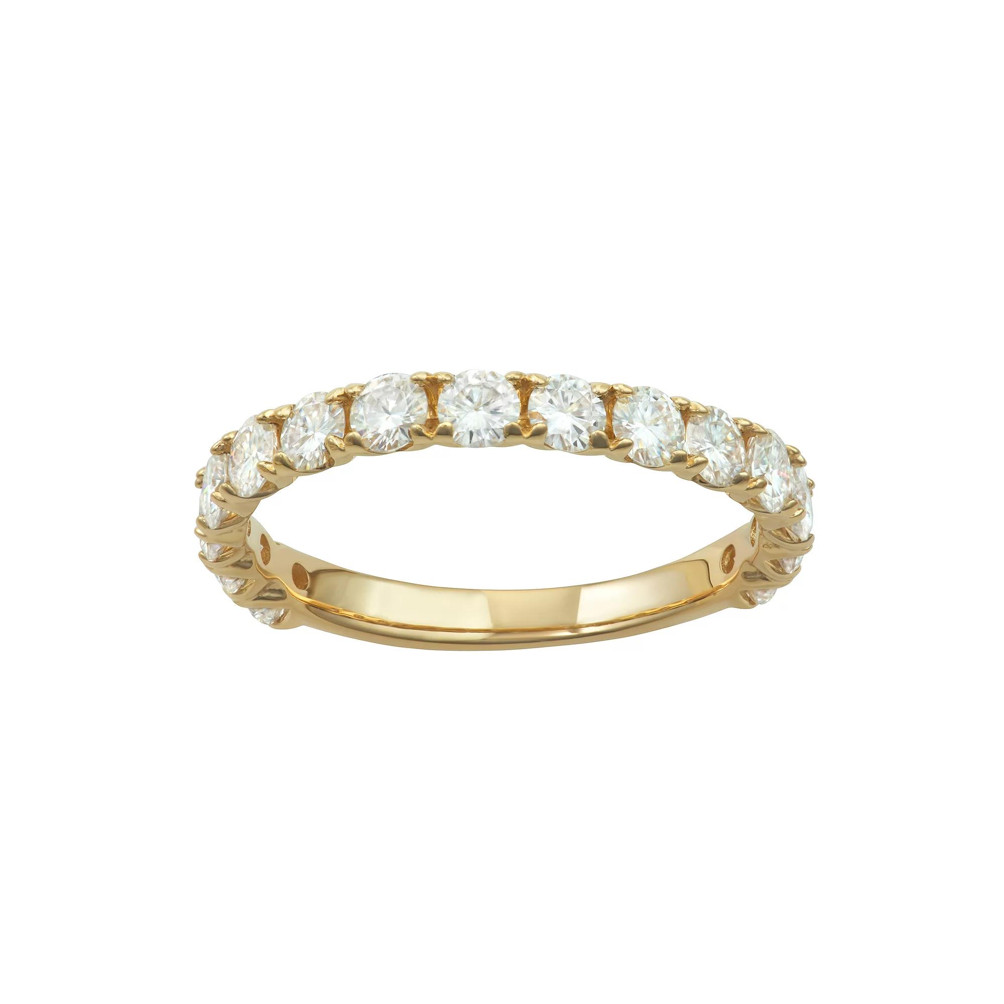 Charles & Colvard 14k Gold 1 1/2 Carat T.W. Lab-Created Moissanite Wedding Band, Women's, Size: 8, Yellow Product Image