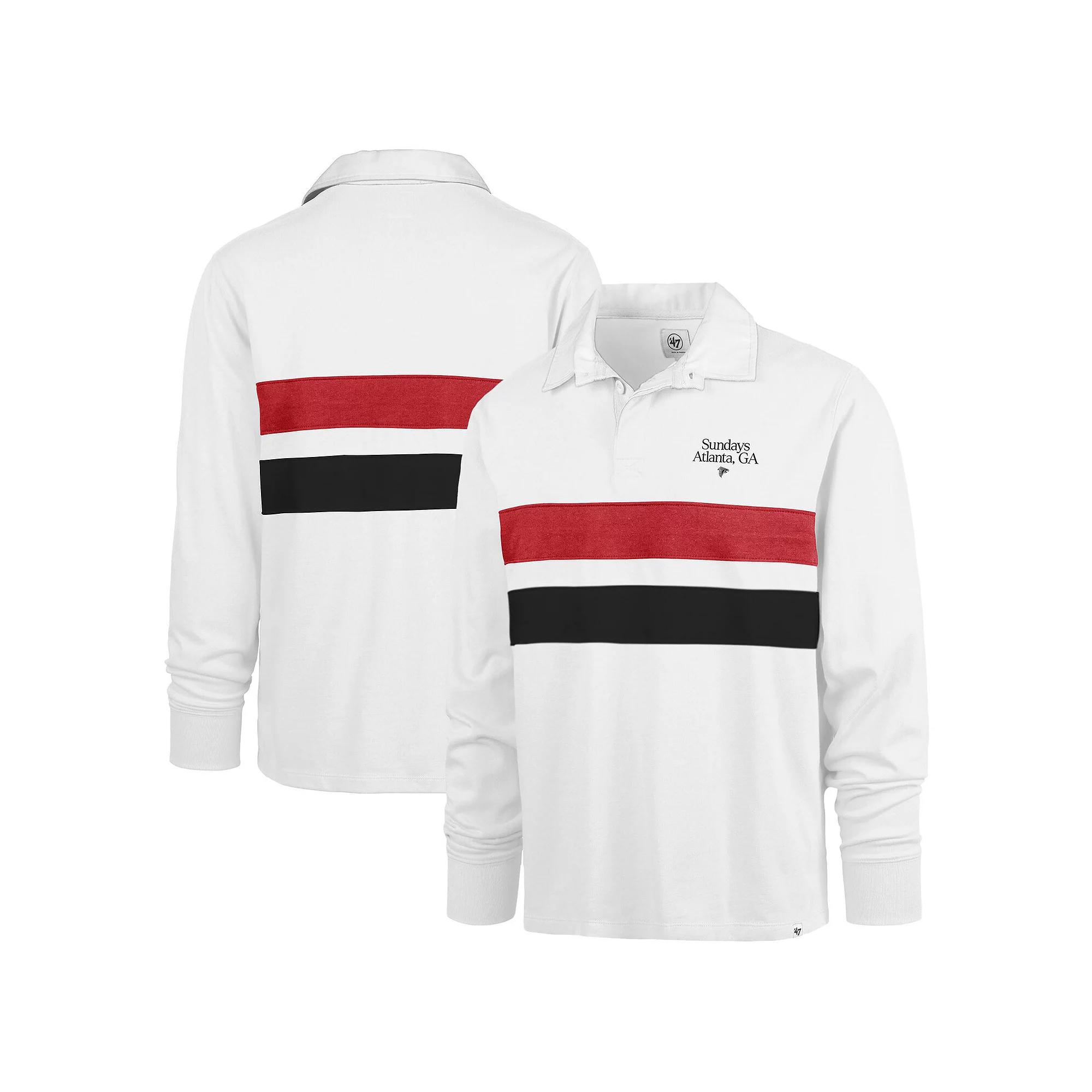 Men's '47 White Atlanta Falcons Sundays Clubhouse Knox Thames Long Sleeve Rugby Polo, Size: Small Product Image