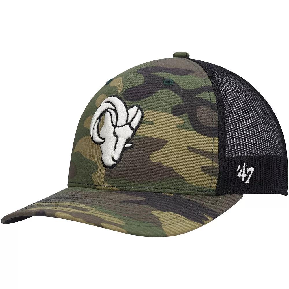 Men's '47 Camo/Black Los Angeles Rams Trucker Adjustable Hat, Green Product Image