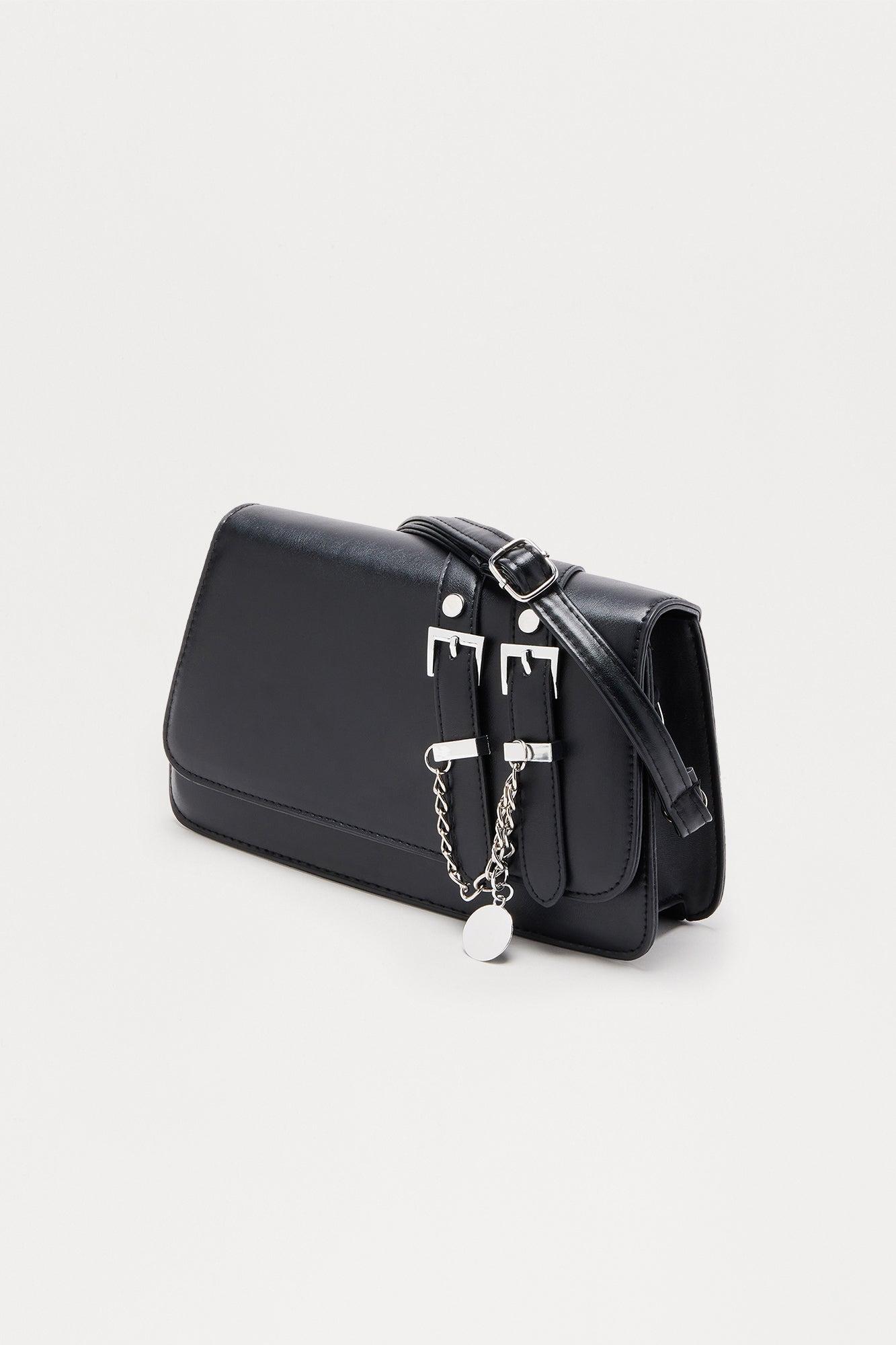 Grunge Sin Faux Leather Shoulder Handbag - Black Female Product Image