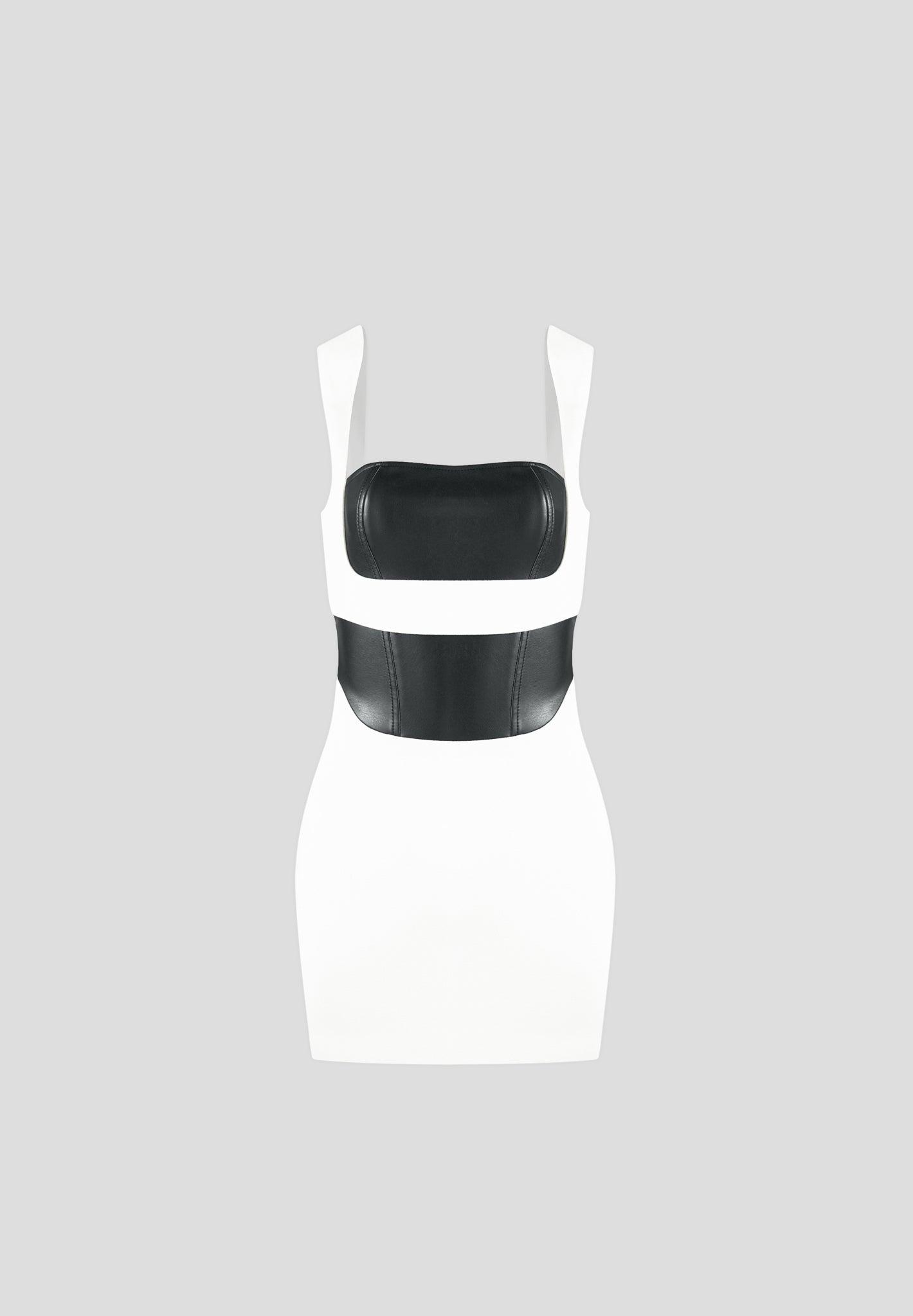 Layered Corset Mini Dress - White/Black Female Product Image