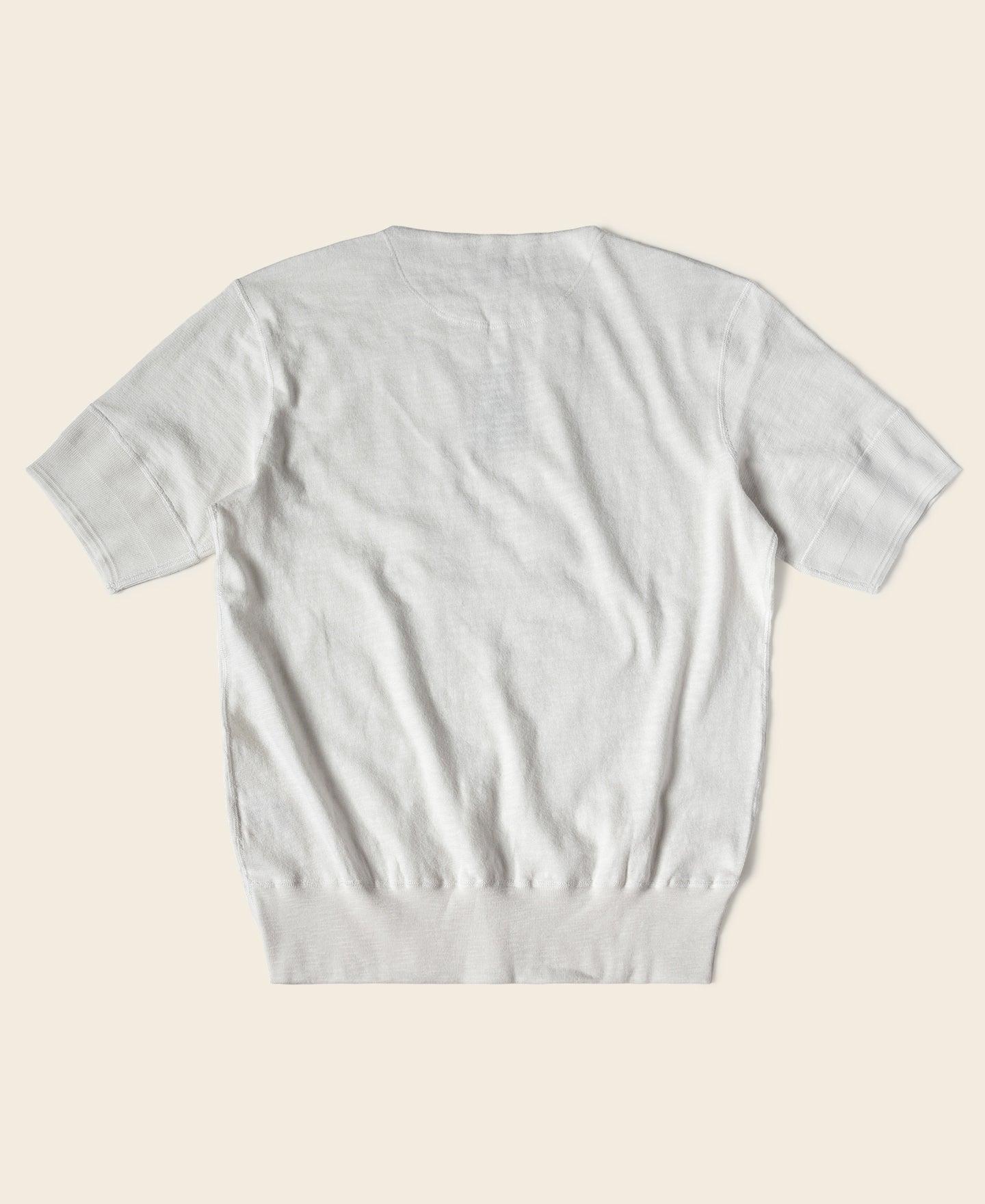 Side Closing Short Sleeve Henley T-Shirt - White Product Image