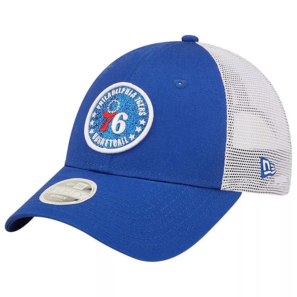 Women's New Era Royal/White Philadelphia 76ers Glitter Patch 9FORTY Snapback Hat, 76r Blue Product Image