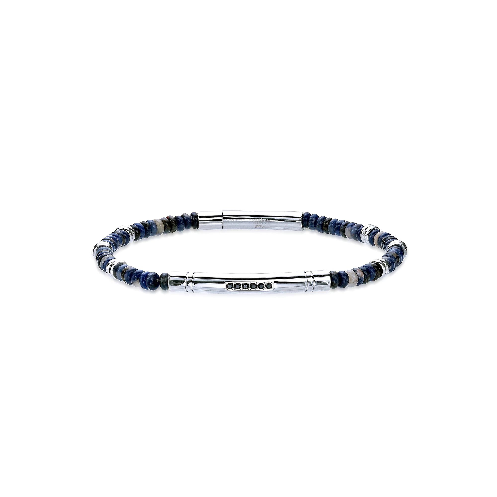 Men's LYNX Stainless Steel Stone Bead Bracelet, Size: 8.5", Sodalite Product Image