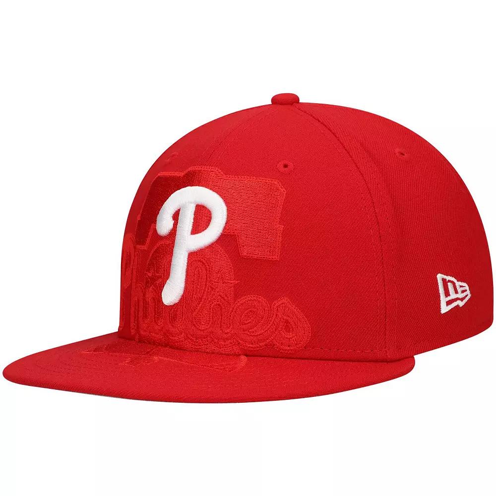 Men's New Era Red Philadelphia Phillies Shadow Logo 59FIFTY Fitted Hat,  Product Image