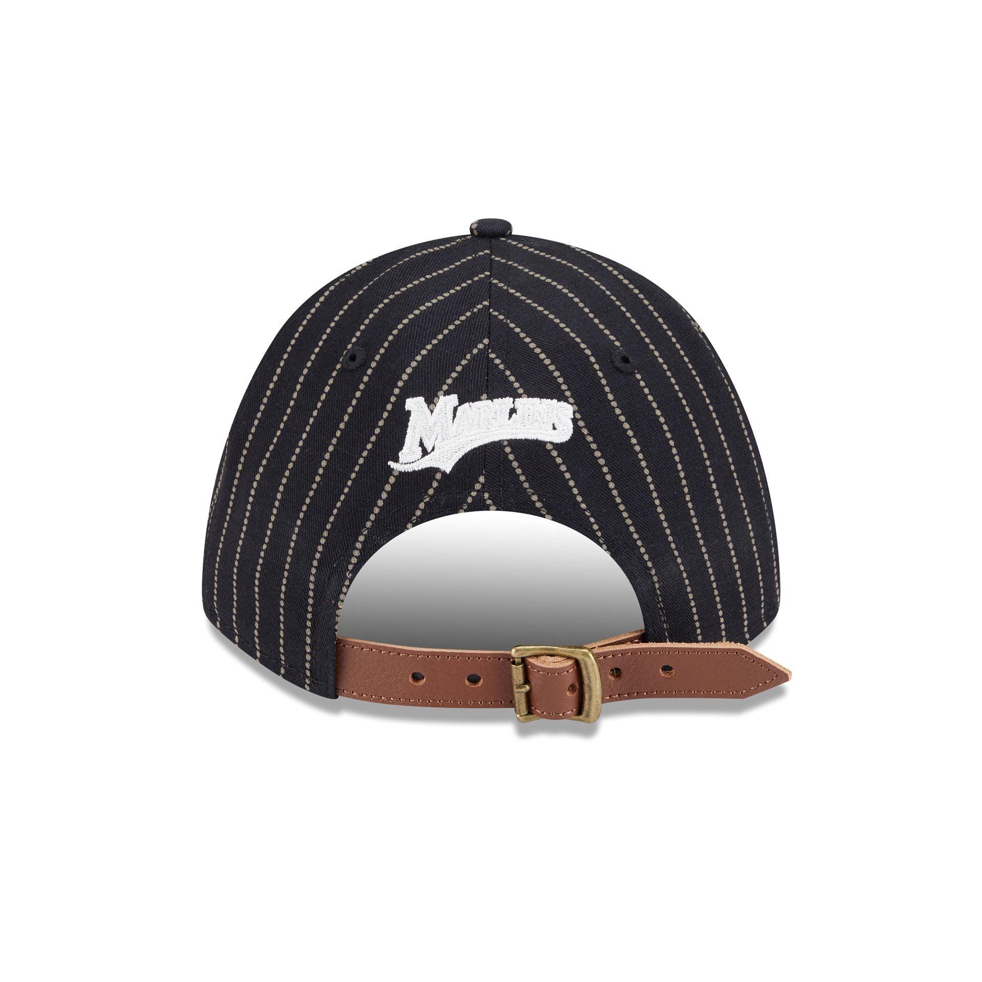 Miami Marlins Dotted Pinstripe 9FORTY M-Crown A-Frame Adjustable Hat Male Product Image