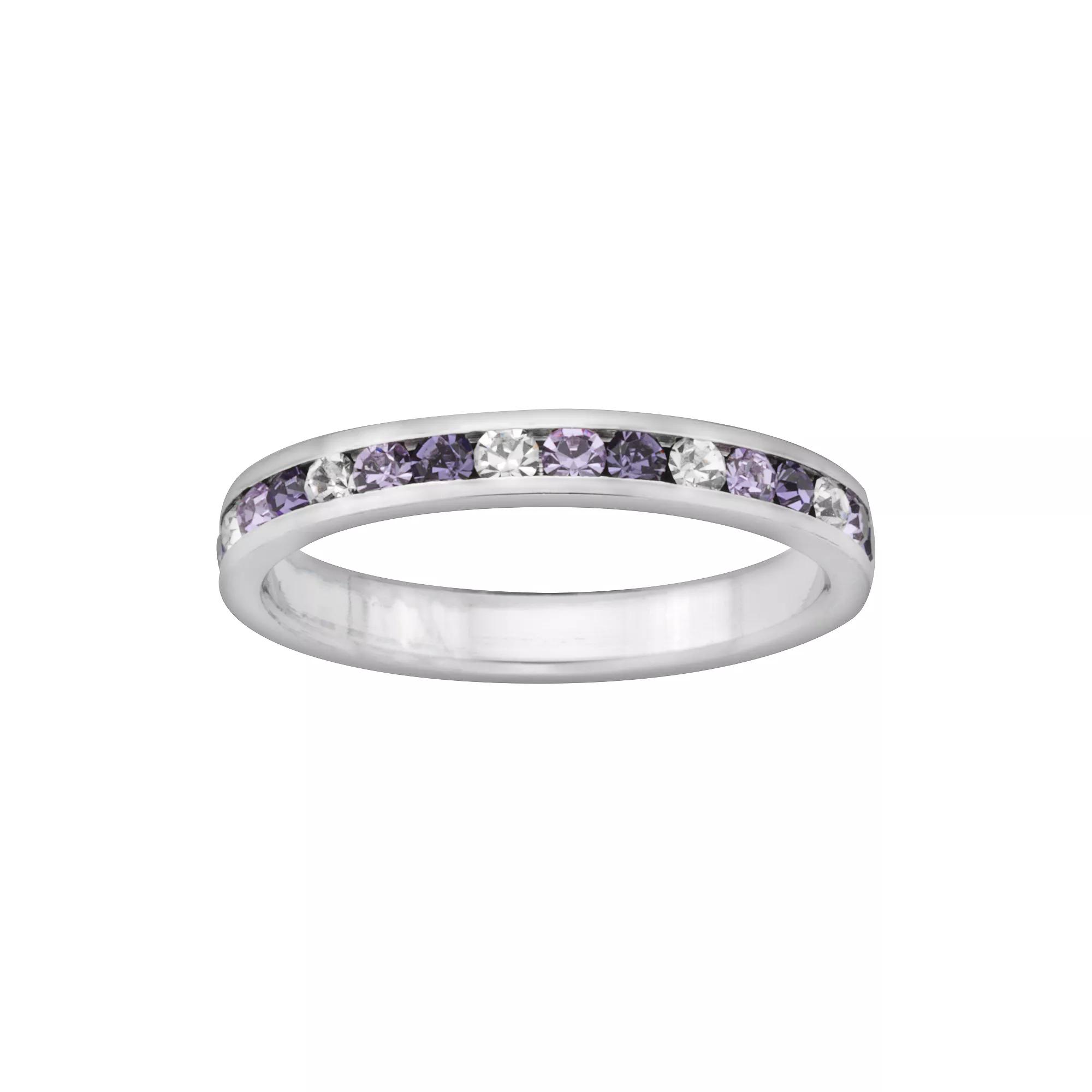Sterling Silver Purple and White Crystal Eternity Ring, Women's,  Product Image