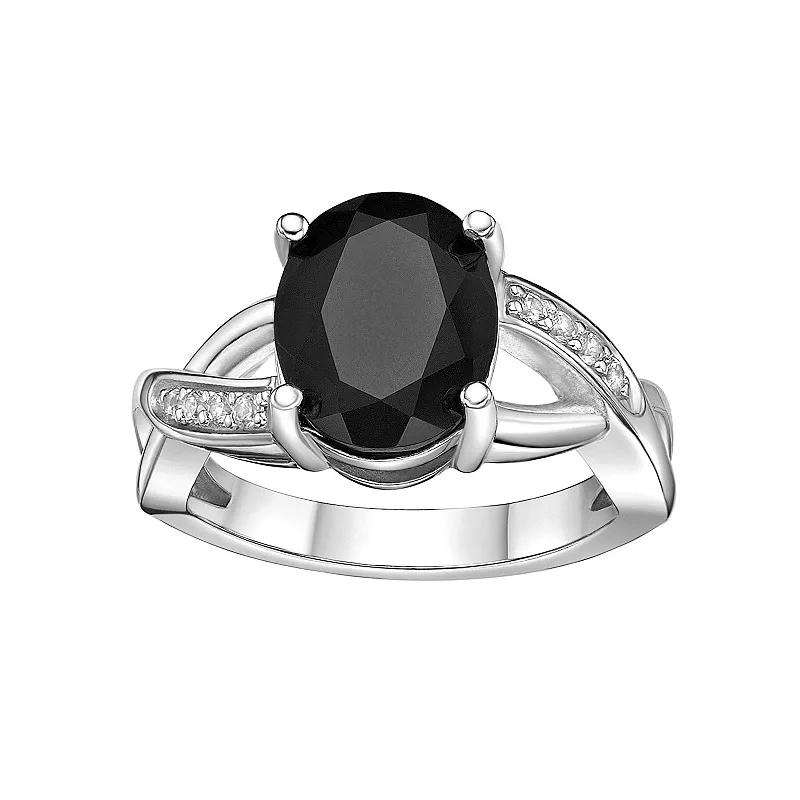Gemminded Sterling Silver Black Onyx & Lab-Created White Sapphire Ring, Women's, Size: 6 Product Image