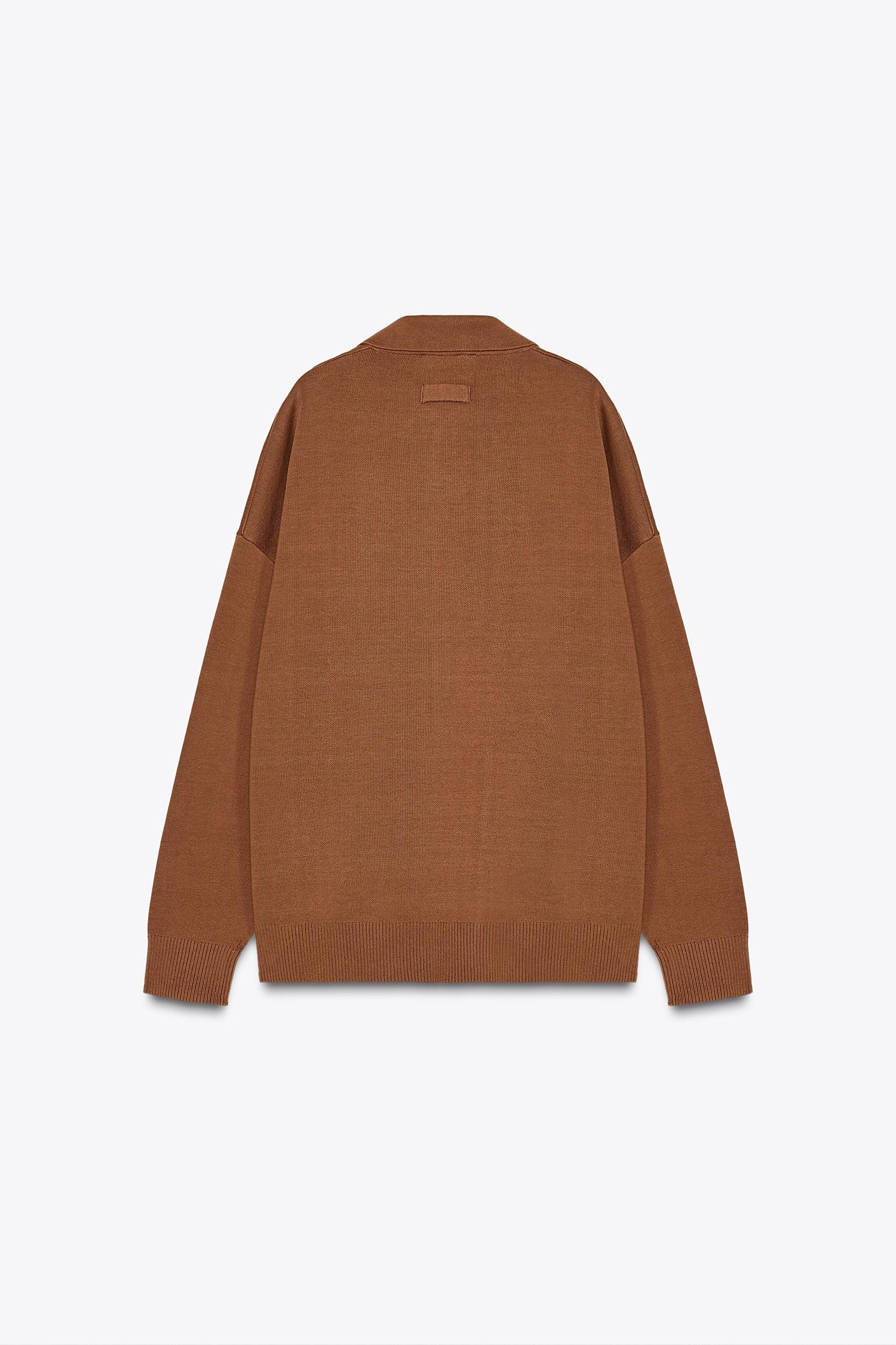 OVERSIZED BASIC KNIT POLO SWEATER Product Image