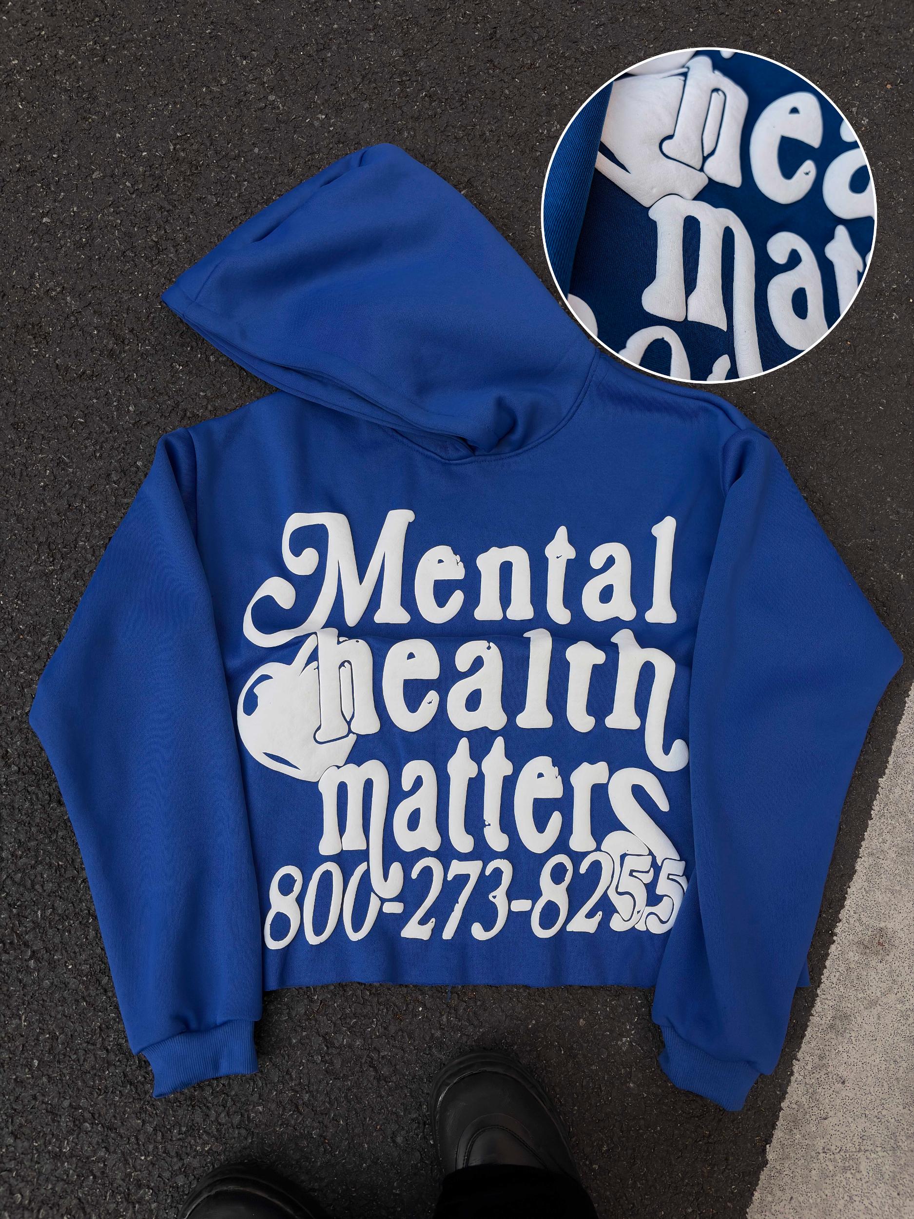 Sopula Puff Print Mental Health Matters Cropped Hoodie Product Image