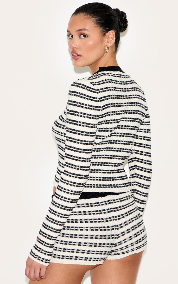 Monochrome Stripe Knitted Cardigan Product Image
