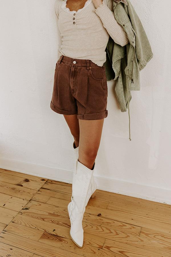 The Milly High Waist Shorts in Hazelnut Product Image